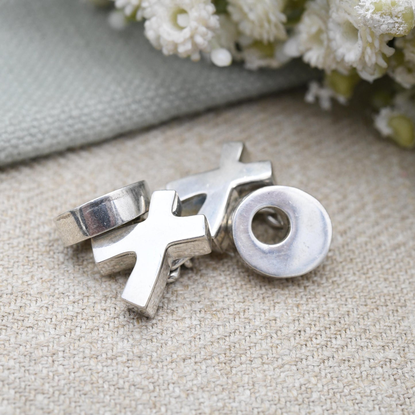 Vintage Links of London Sterling Silver Cufflinks 1996 Noughts and Crosses - Designer Minimalist Solid Silver | Chunky Kisses Design XO