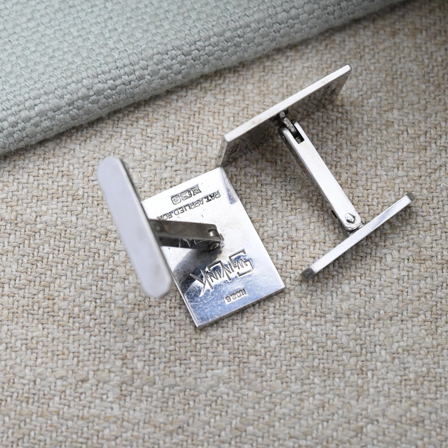 Vintage Swivlink Sterling Silver Cufflinks 1975 by Henry Griffith & Sons - Mid-Century Solid Silver Jewellery Gift for Him | Minimal Lines