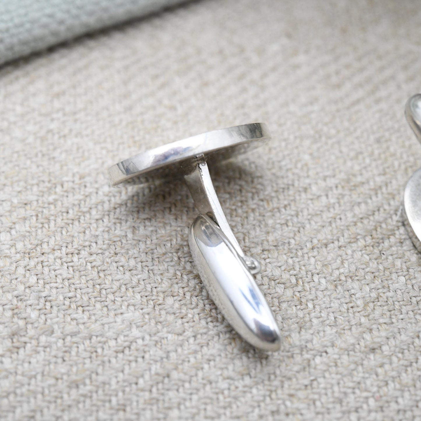 Vintage Sterling Silver Hallmarks Cufflinks 2000 Millennium Mark - Sheffield Hallmarks DT | Minimal Oval Design Bullet Back | Birthday Gift