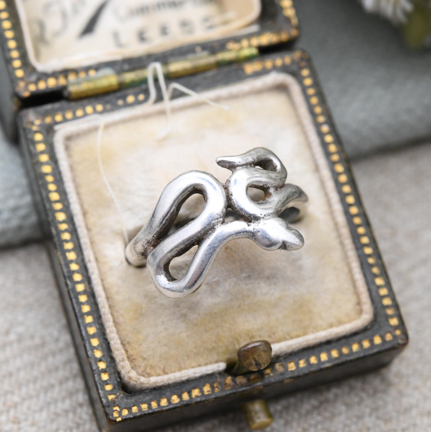 Vintage Sterling Silver Snake Ring - Minimal Solid Silver Animal Jewellery | Coiled Snake Band | UK Size - J 1/2 | US Size - 5