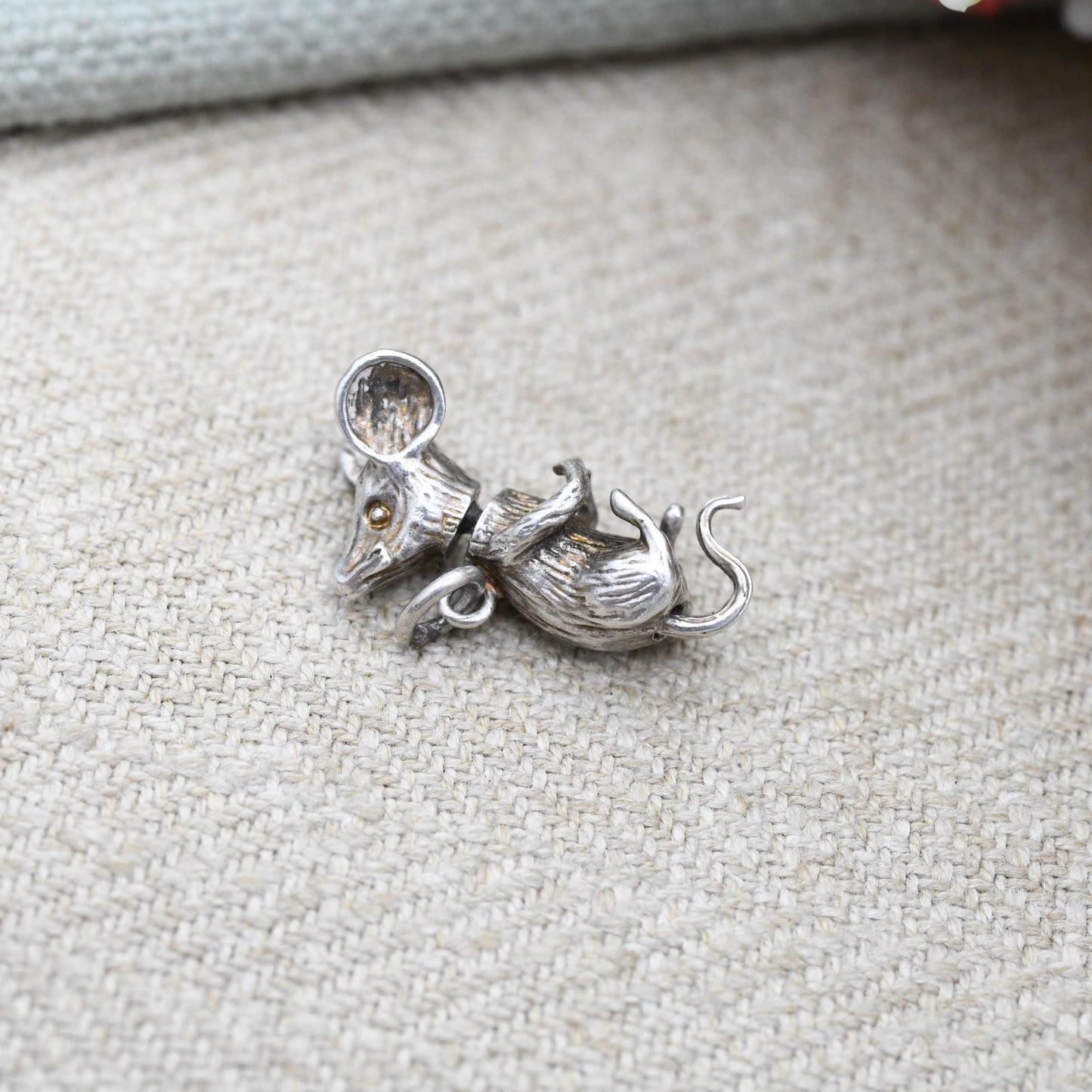 Vintage Sterling Silver Articulated Mouse Charm Pendant - Moving Rat Detailed Animal Lover Charm Bracelet Wildlife Gift | Elongated Neck