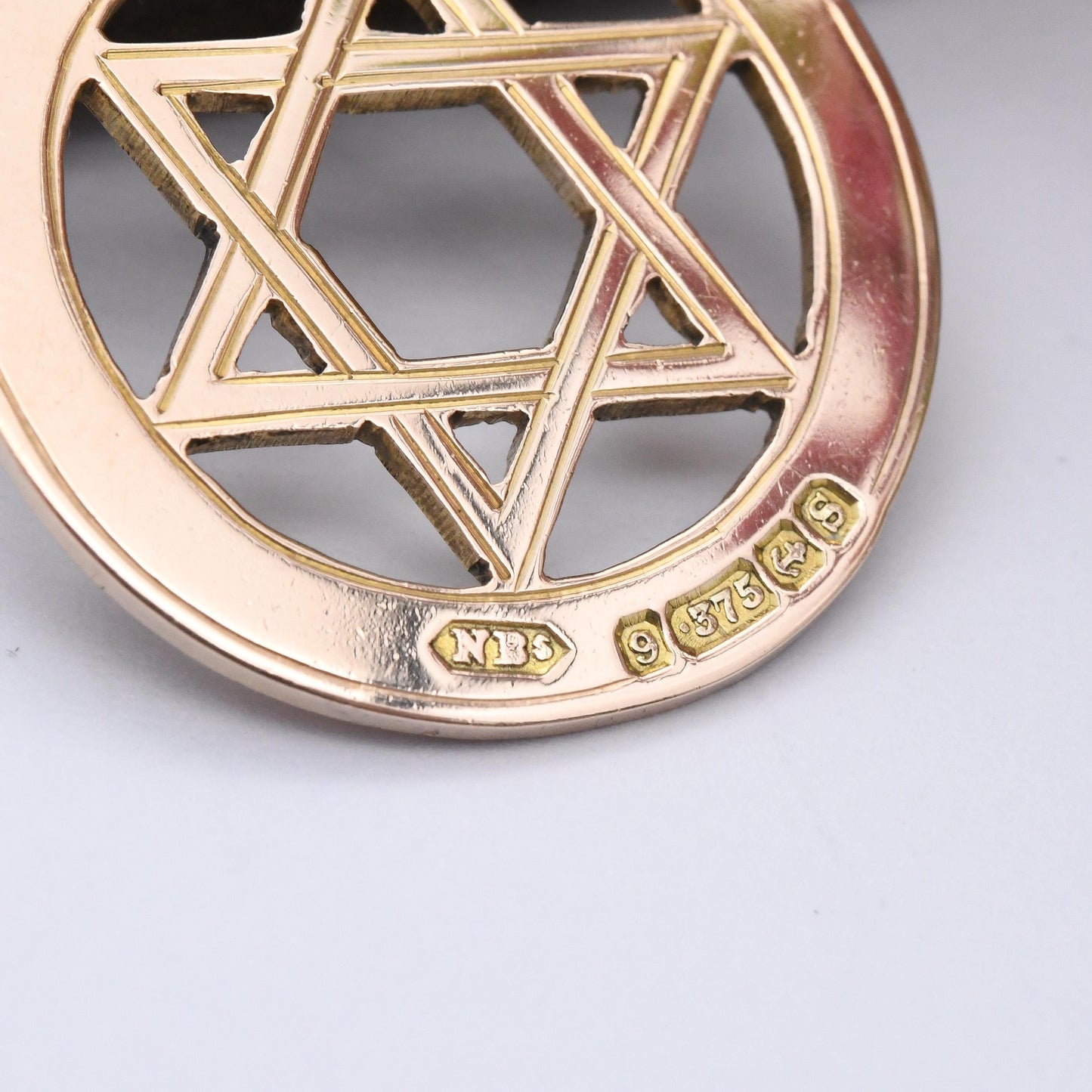 Antique 9ct Gold Star of David Fob Pendant 1917 by Nathan Brothers - Celestial Religious Jewellery | Jewish Shield of David Symbol Charm