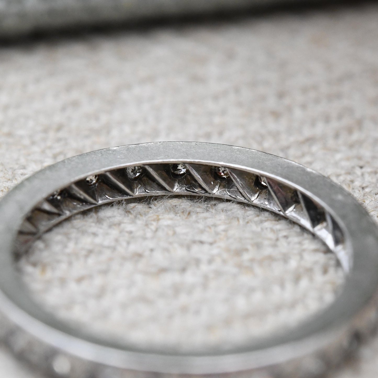 Art Deco Platinum and Diamond Eternity Ring - Antique Wedding Band UK Size - K 1/2 | US Size - 5 3/4