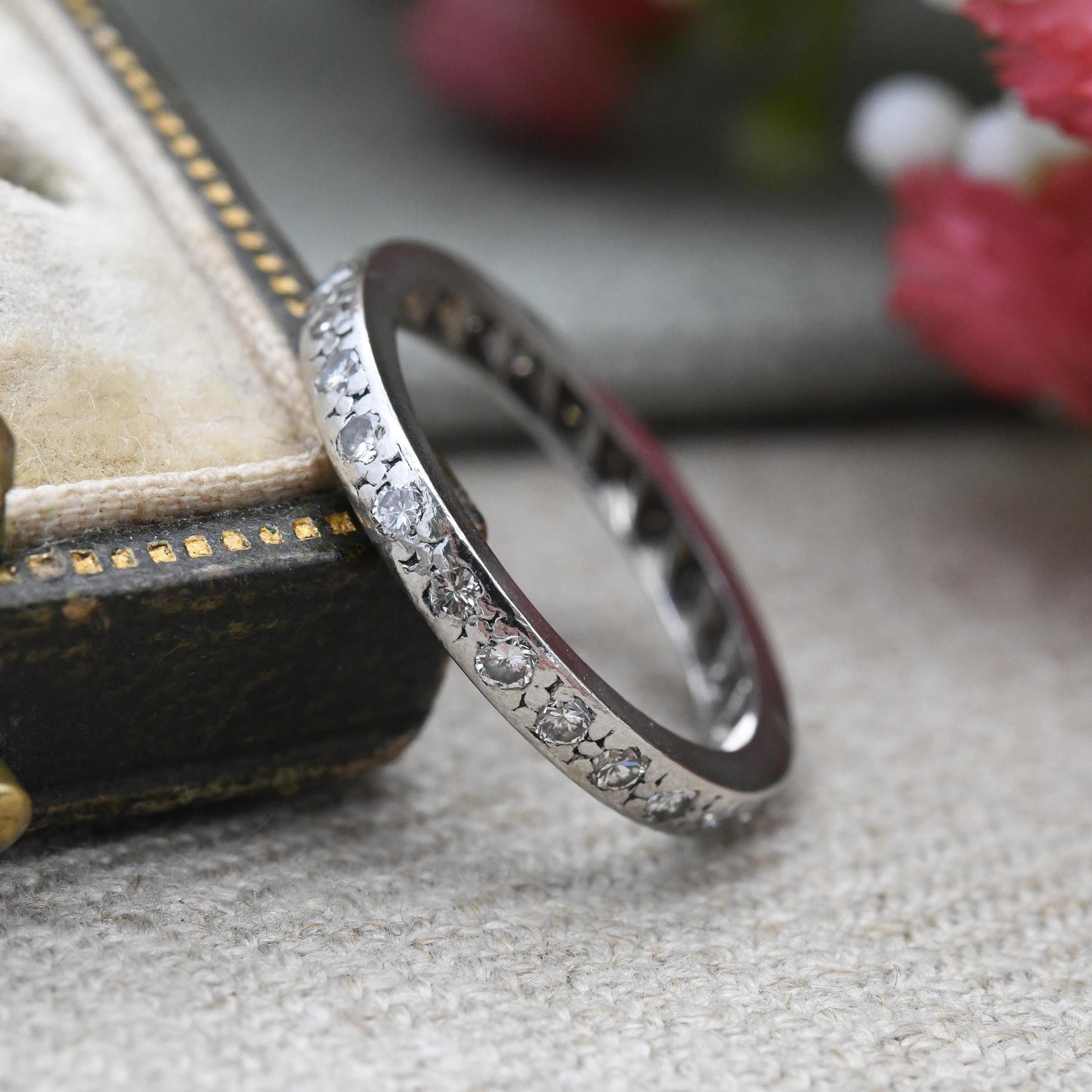 Art Deco Platinum and Diamond Eternity Ring - Antique Wedding Band UK Size - K 1/2 | US Size - 5 3/4