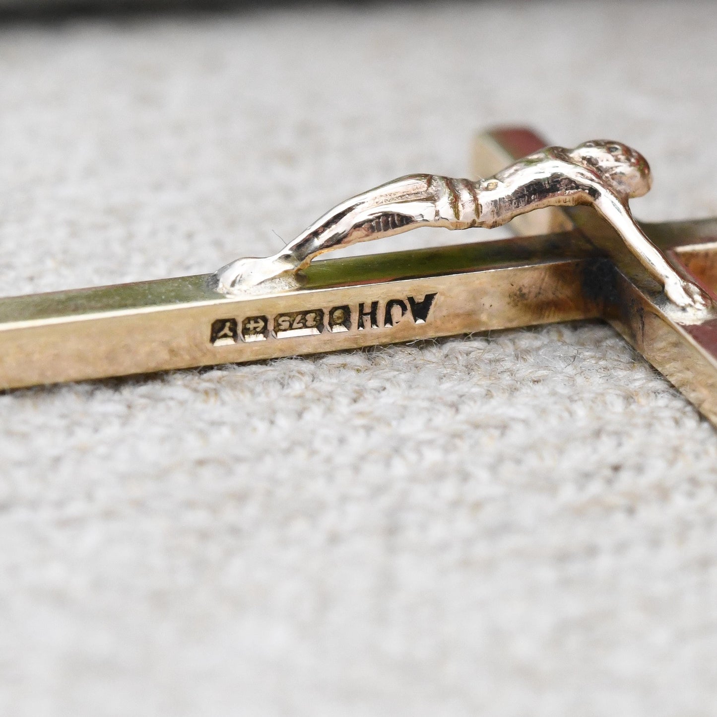 Vintage 9ct Gold Jesus on the Cross Pendant 1973 - Mid-Century Solid Yellow Gold Jewellery Christian Religious Necklace Christening Baptism