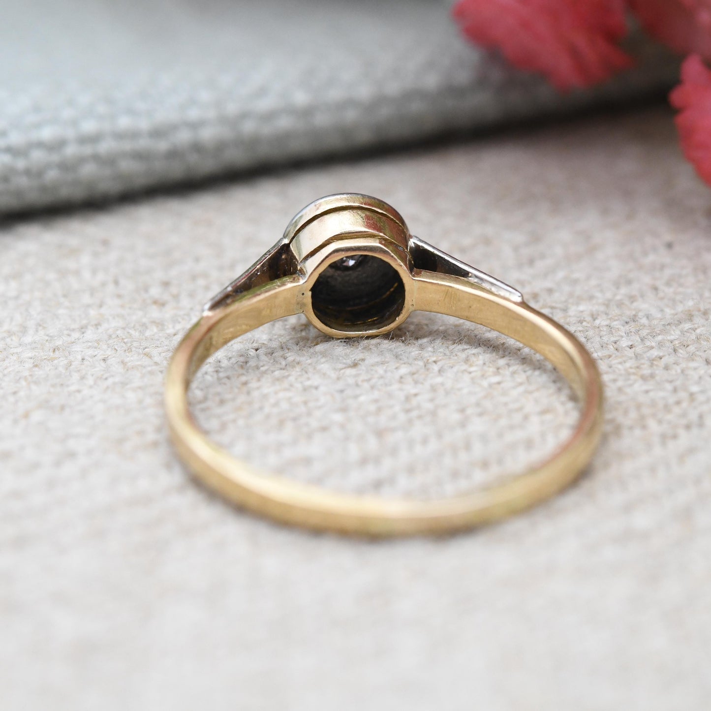 Antique Star Diamond Solitaire Ring 18ct Gold and Platinum Art Deco Star Setting c1920 - Celestial Engagement | UK Size - O US Size - 7 1/4