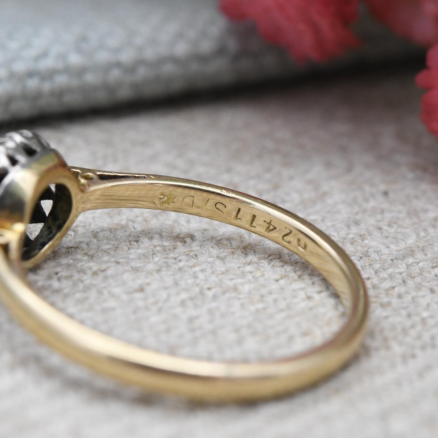 Vintage 18ct Gold Sapphire and Diamond Halo Ring 1994 - Blue Stone Engagement Ring | Yellow Gold Jewellery | UK Size - P 1/2 US Size - 7 3/4