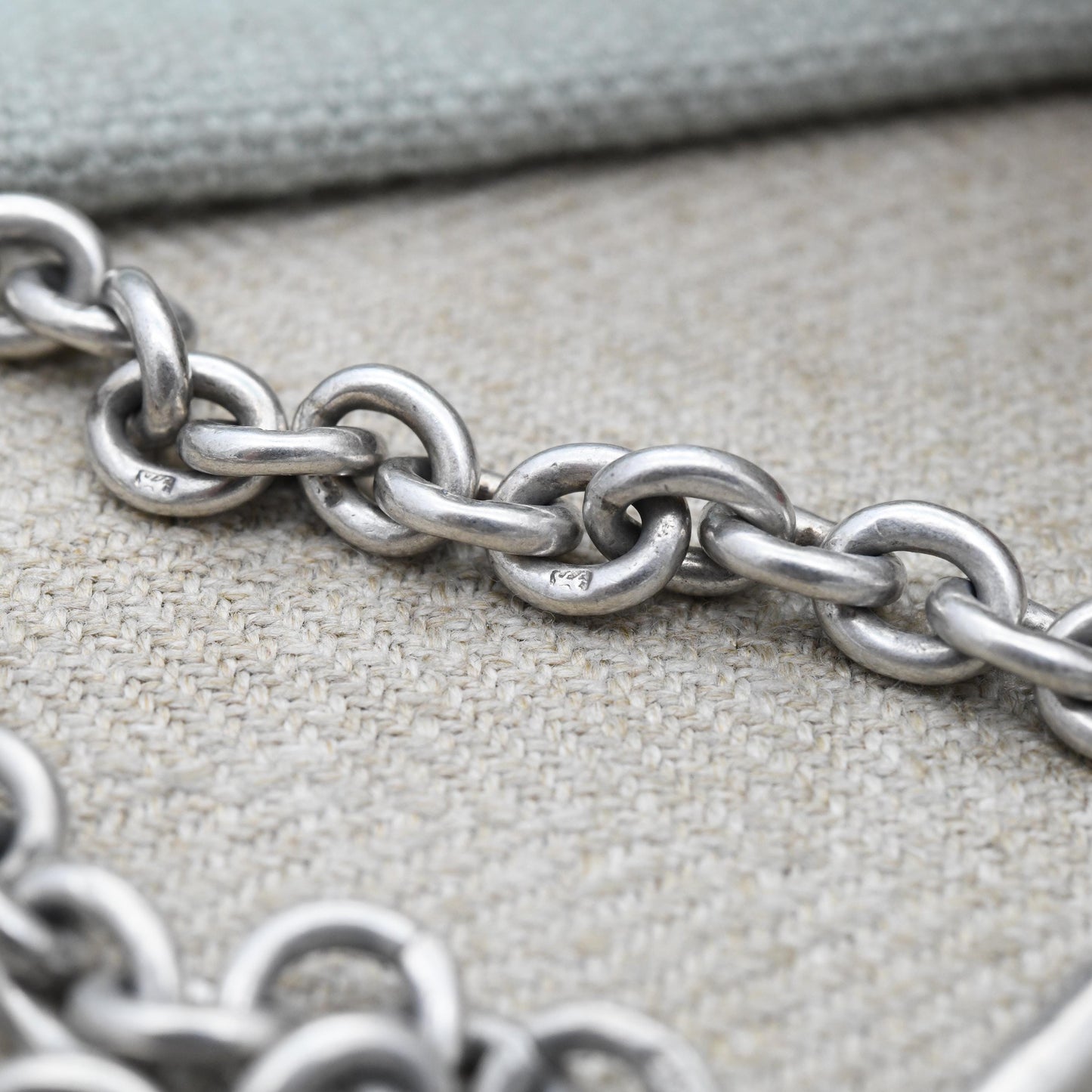 Antique Sterling Silver Albert Chain Cable Link 1891 with Dog Clip and T-Bar CS FS - Victorian Solid Single Albert Each Link Stamped | 35cm