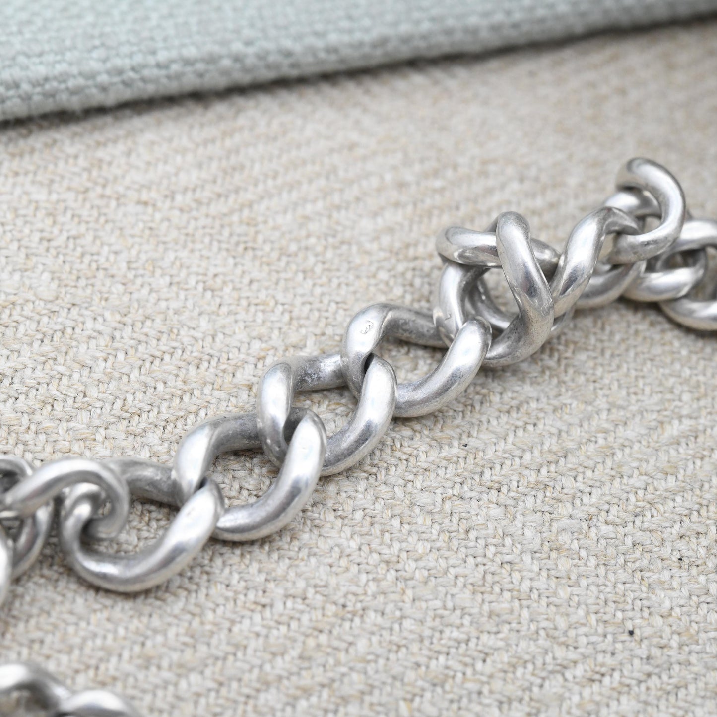 Antique Sterling Silver Necklace Curb Link Chain Victorian 1886 Dog Clip and T-Bar - Chunky Solid Choker Length Watch Chain | 37cm 14.5"