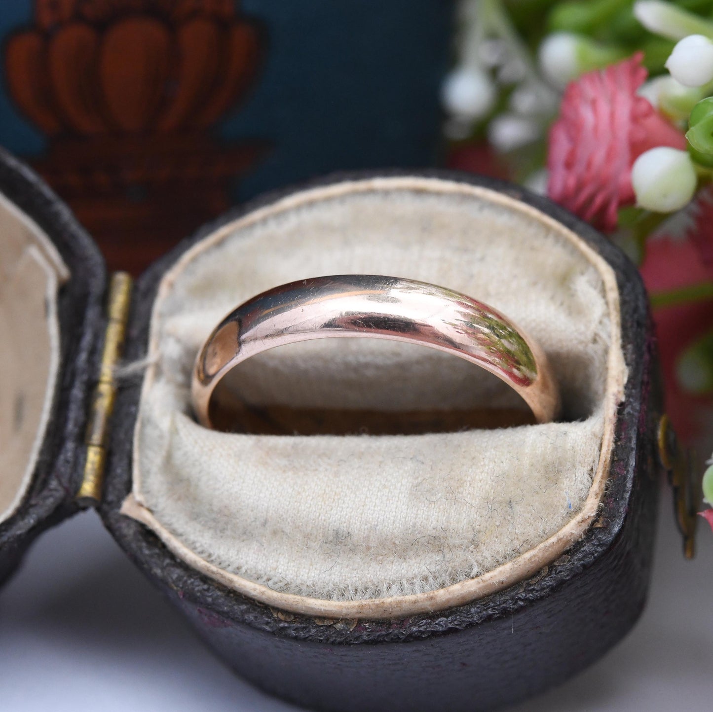 Vintage 9ct Rose Gold Wedding Band Ring 1928 - Solid Gold Stacking Ring | Unisex Everyday Gold Jewellery | UK Size - P | US Size - 7 3/4