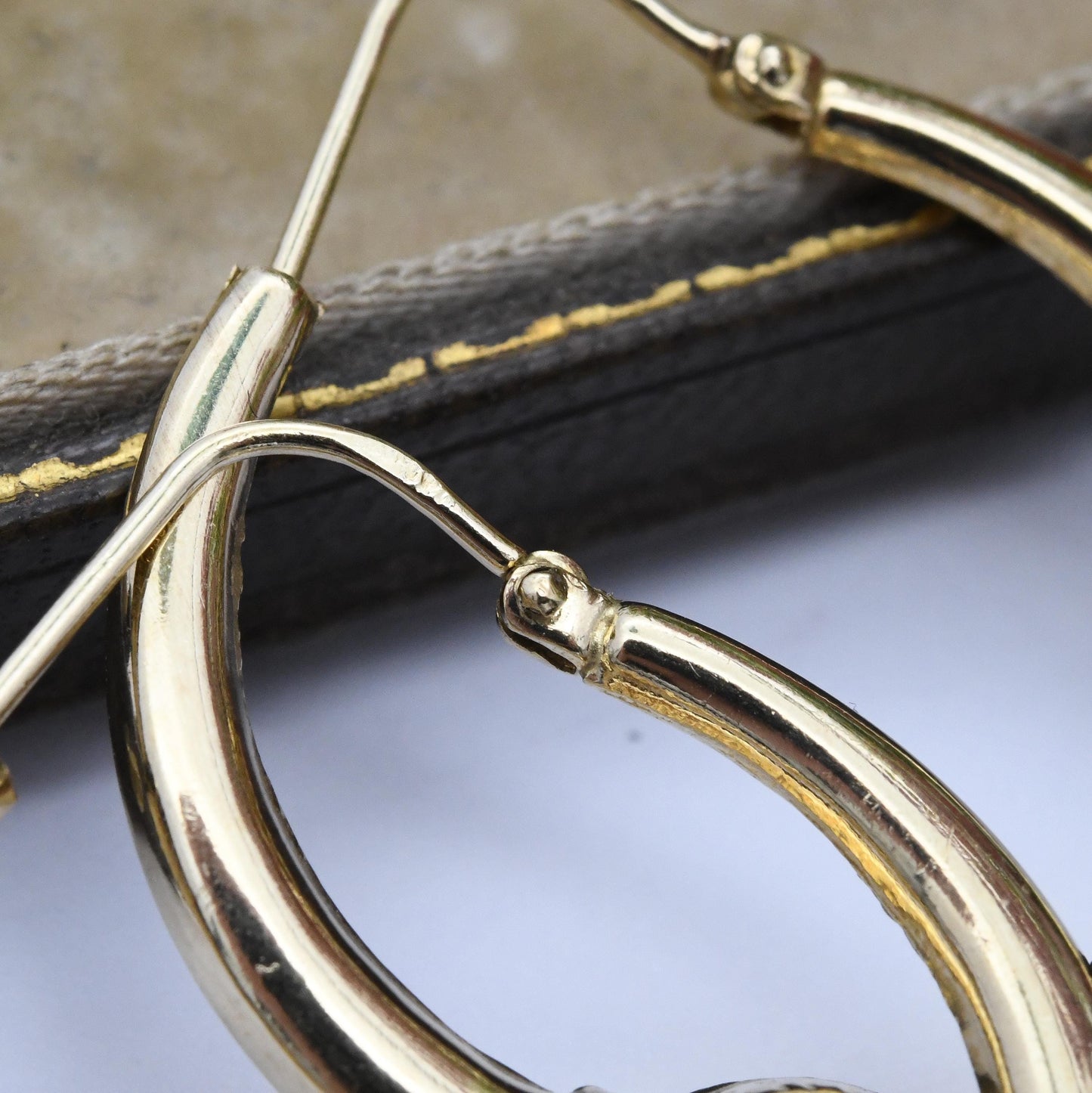 Vintage 9ct Gold Double Ram Head Hoop Earrings 29mm Diameter - Yellow Gold Hollow Round Hoops | Everyday Earrings | Big Animal Jewellery
