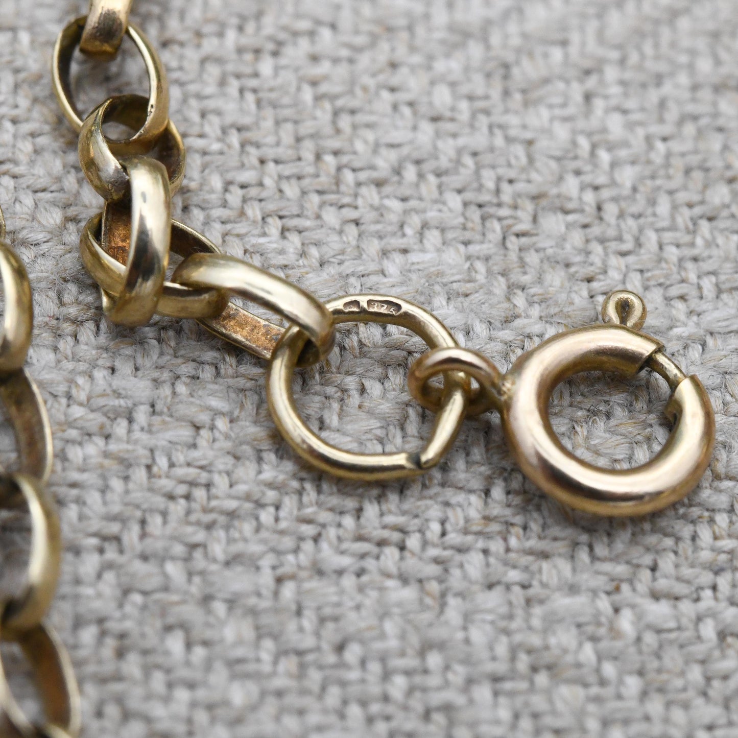 Vintage 9ct Gold Cable Link Chain Necklace - Belcher Chain | Elongated Oval Rolo Links Unisex Yellow Gold Everyday Jewellery | 53cm | 21"