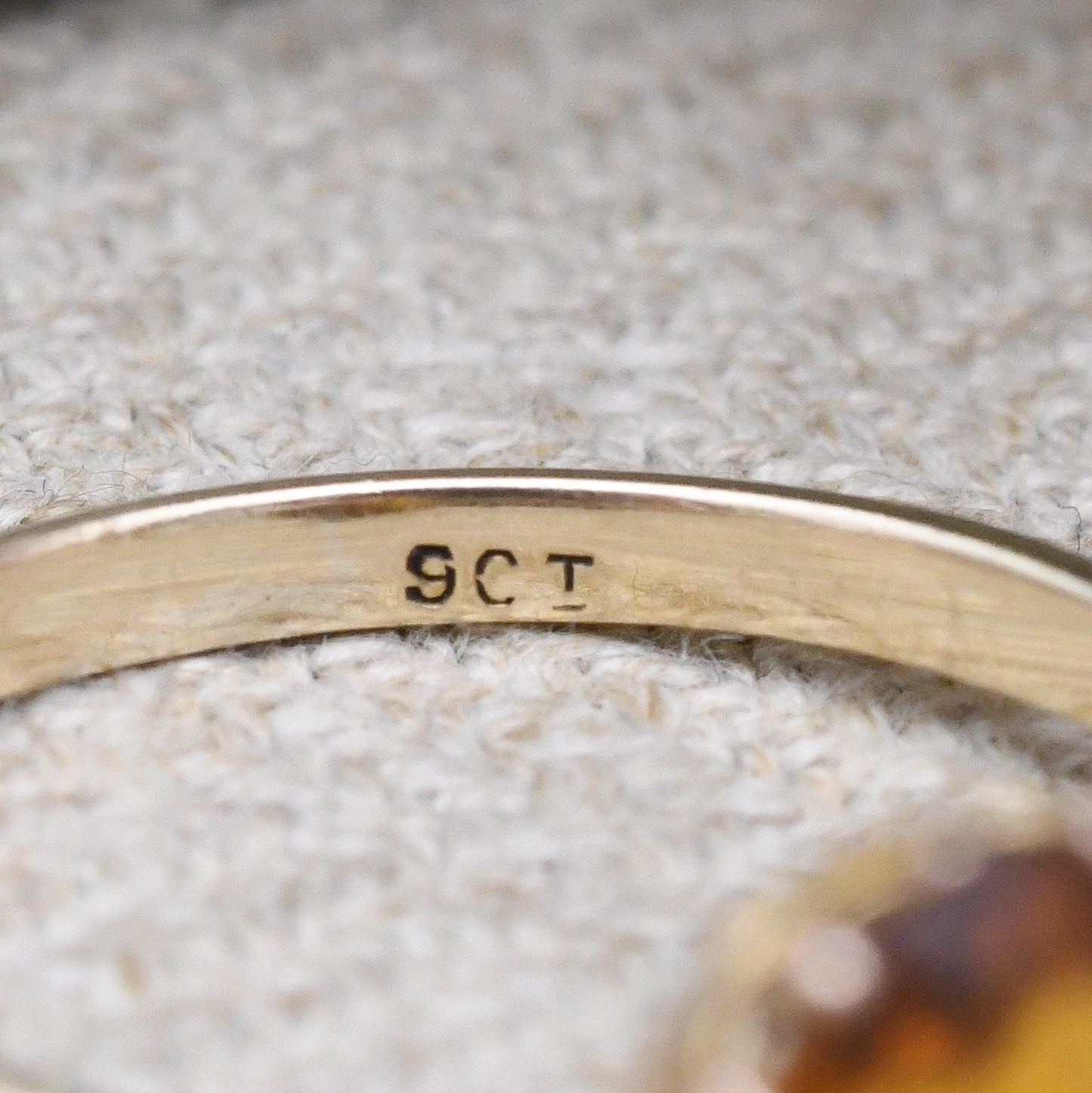 Antique 9ct Gold Citrine Paste Ring Large Orange Stone Solitaire - Minimal Claw Faceted Cocktail Dress Ring | UK Size - P | US Size - 7 3/4