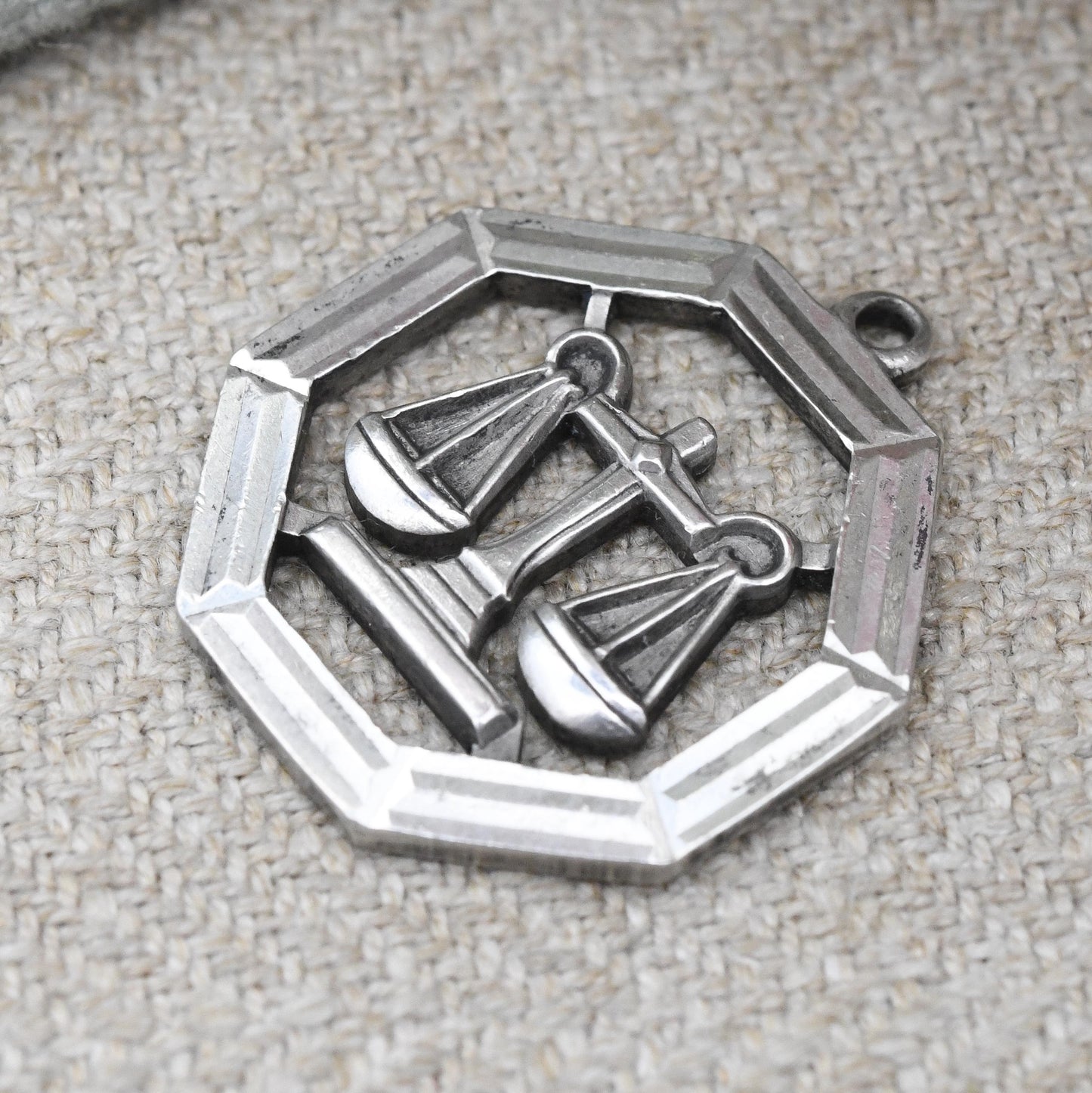 Vintage Sterling Silver Libra Pendant - Traditional Scales Astrological Zodiac Star Sign Symbol Mid-Century September October Birthday Gift