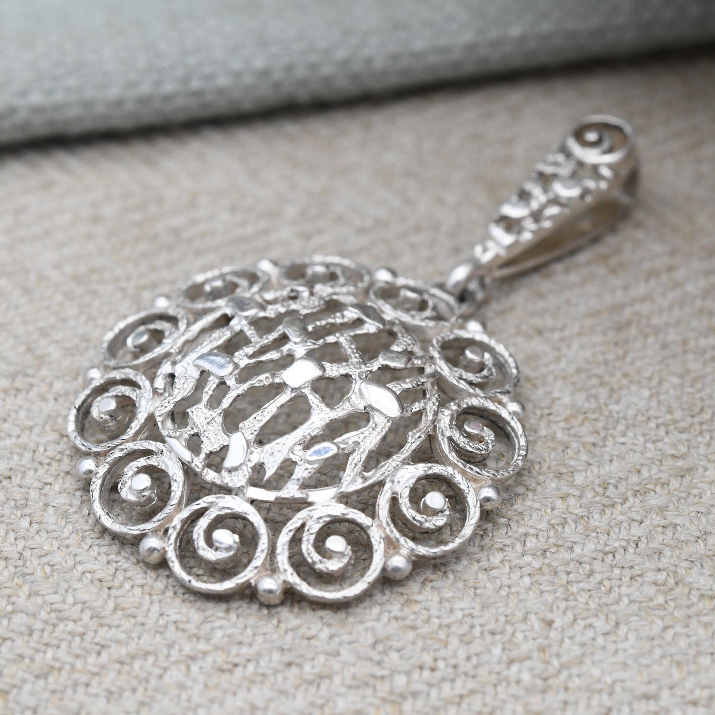 Vintage Brutalist Sterling Silver Pendant Mid-Century Abstract Openwork Design - Solid Silver Statement Jewellery | Textured Nugget Style