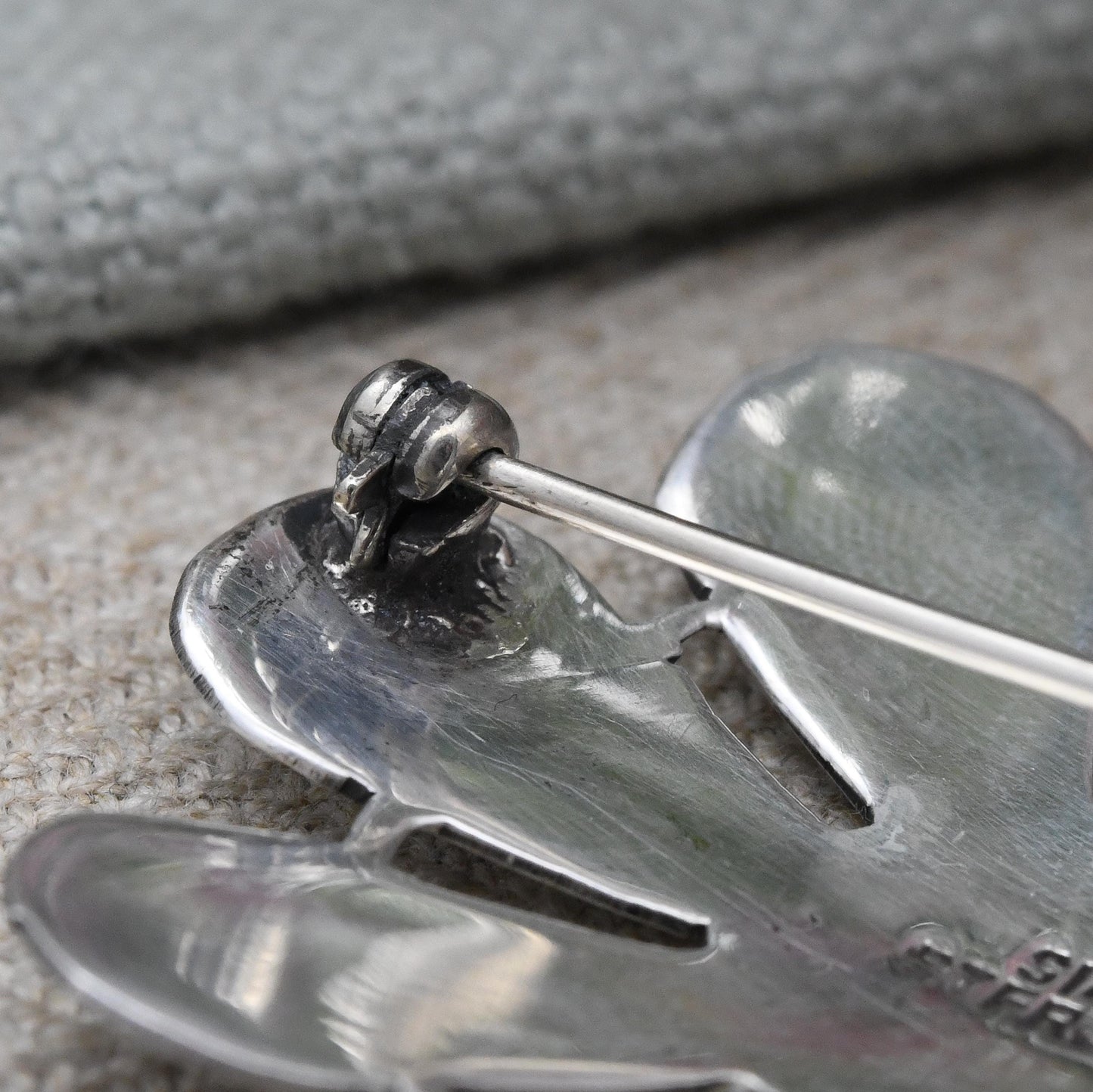 Vintage Siam Sterling Silver Brooch White Enamel Inlay - Flower Shape Petals | Mekala Goddess of Lightning | Goddess Vintage Thailand Silver