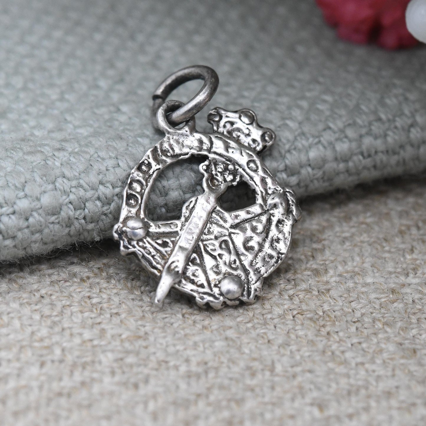 Vintage Sterling Silver Celtic Brooch Charm Pendant - Irish Tara Brooch Penannular Style Annular | Souvenir Gift for Charm Bracelet