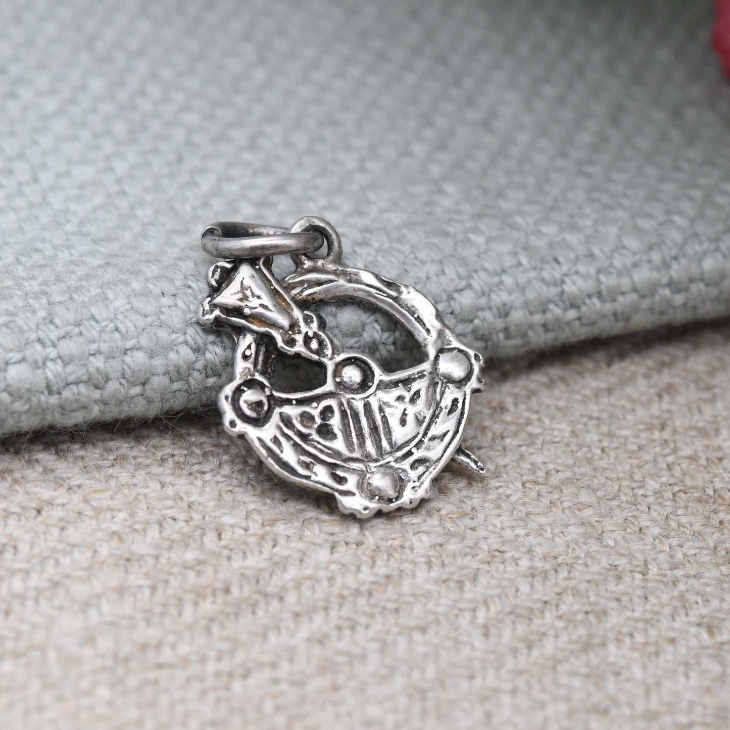 Vintage Sterling Silver Celtic Brooch Charm Pendant - Irish Tara Brooch Penannular Style Annular | Souvenir Gift for Charm Bracelet