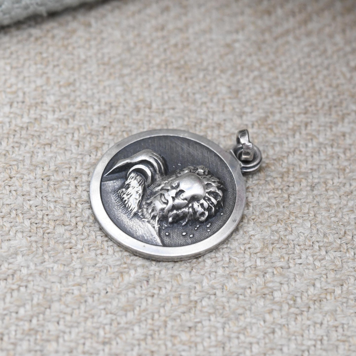 Vintage Sterling Silver Aquarius Pendant Water Carrier - Mid-Century Astrological Zodiac Star Sign Symbol | January February Birthday Gift