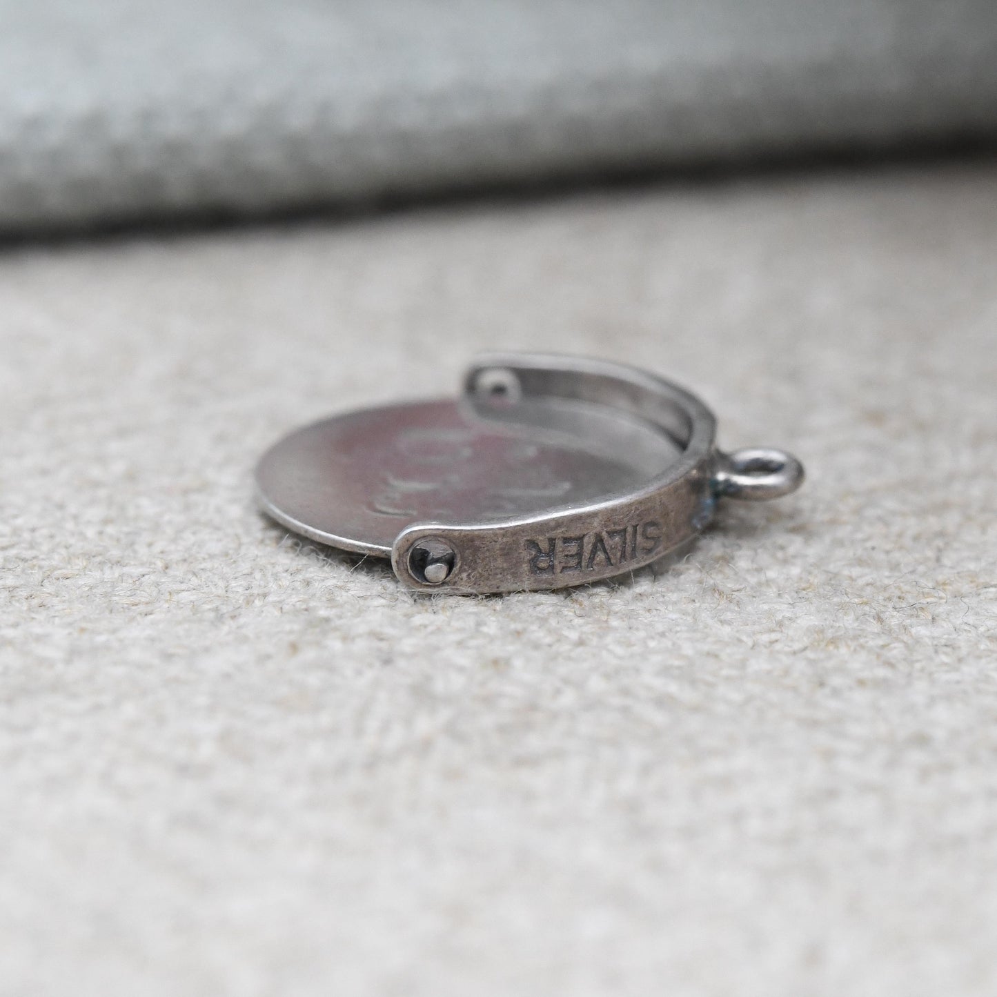 Vintage Sterling Silver Good Luck Spinning Charm Pendant - Spinner Fob Friendship Lucky Token | Gift for Charm Bracelet Necklace Stack