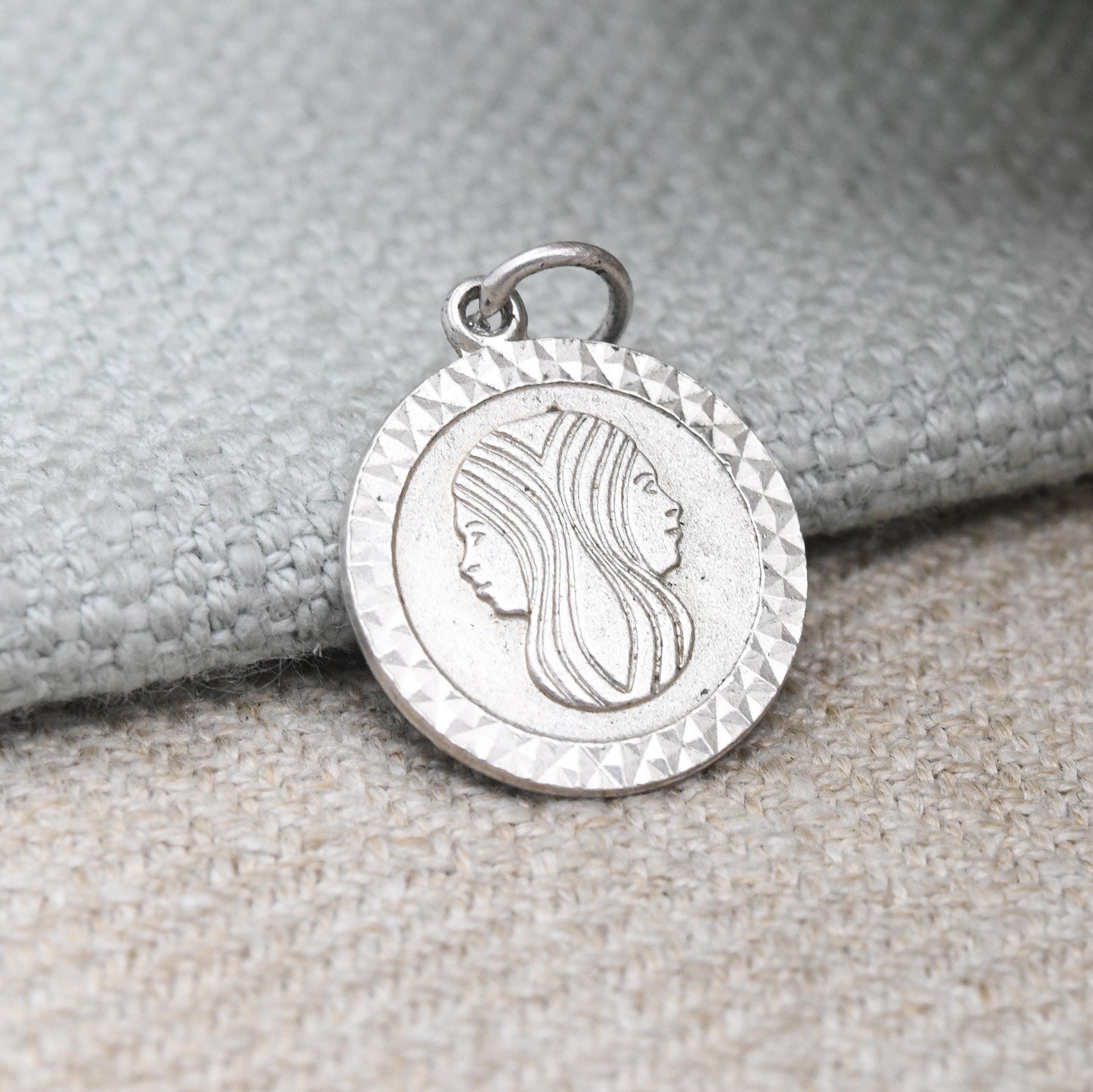 Vintage Sterling Silver Gemini Pendant - Two Headed Janus Astrological Zodiac Star Sign Symbol | Mid-Century | May June Birthday Gift