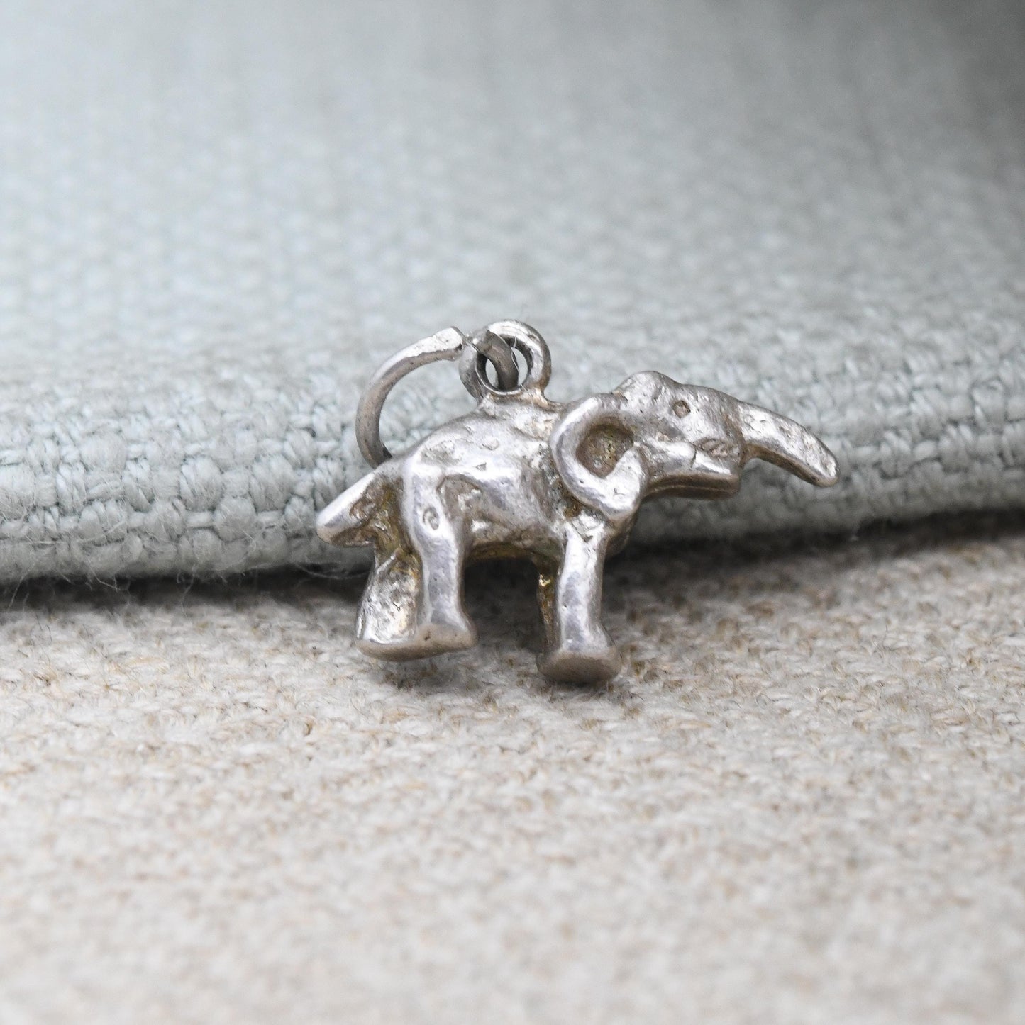 Vintage Sterling Silver Elephant Charm Pendant - Small Cute Animal | Nature Lover Gift | for Charm Bracelet Charm Necklace | Indian Elephant