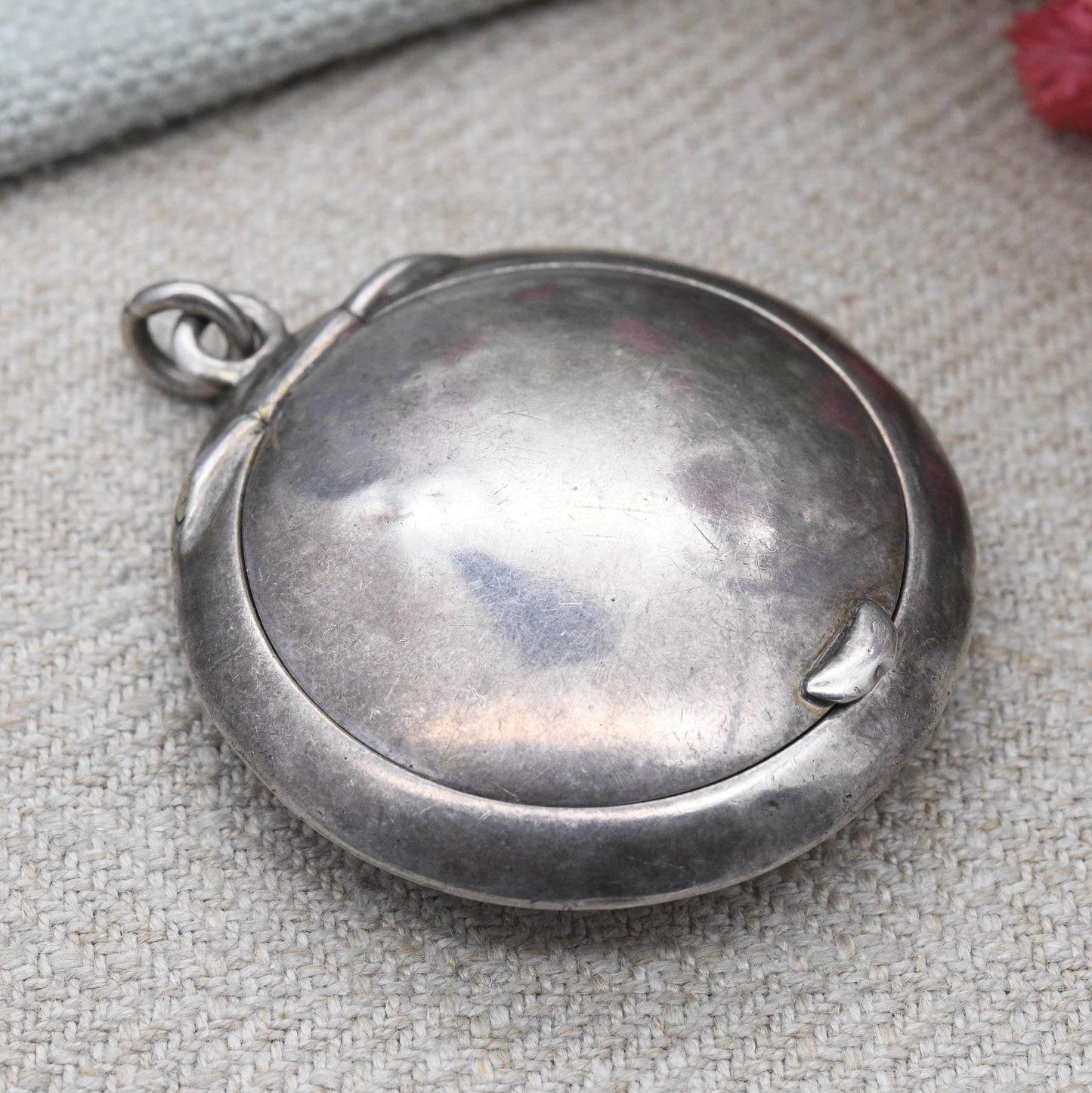 Antique Sterling Silver Compact Locket Pendant 1917 by Levi and Salaman L&S - Opening Powder Box Keepsake Necklace | Art Deco Period