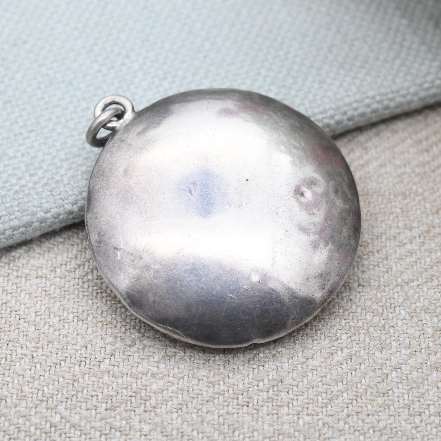 Antique Sterling Silver Compact Locket Pendant 1917 by Levi and Salaman L&S - Opening Powder Box Keepsake Necklace | Art Deco Period