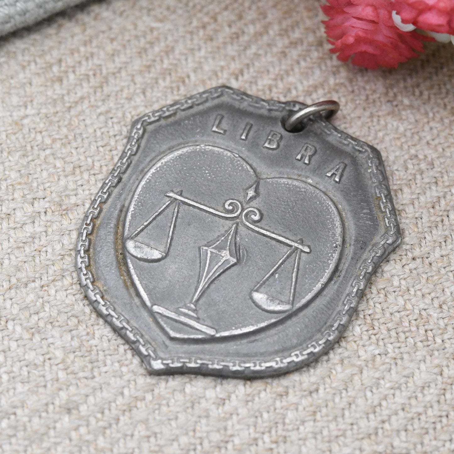 Vintage Libra Pendant by Royal Norseman Pewter Norway - Scales Zodiac Star Sign Astrology Theme Jewellery | September October Birthday Gift