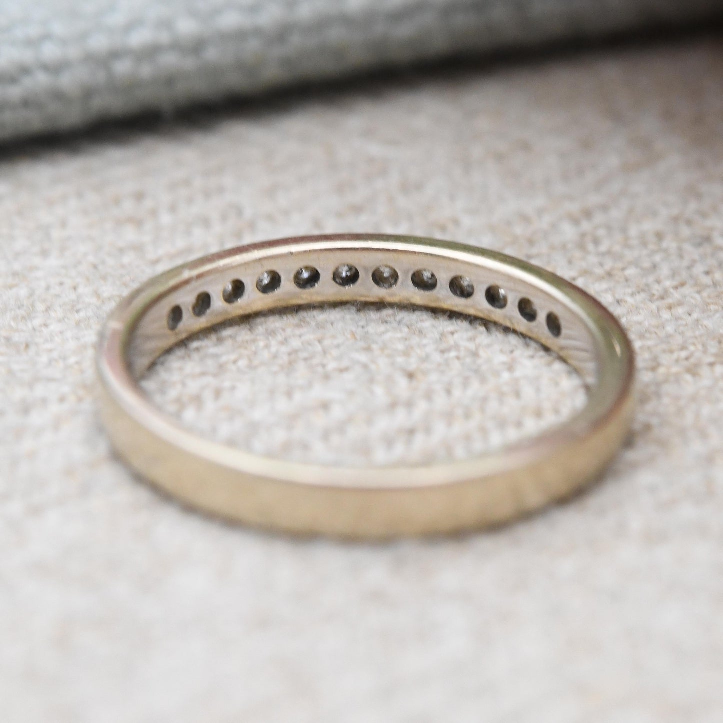 Vintage 18ct Gold Half Eternity Diamond Ring 25 Points 0.25 Carats - Channel Engagement Wedding Band Stacker | UK Size - M | US Size - 6 1/2
