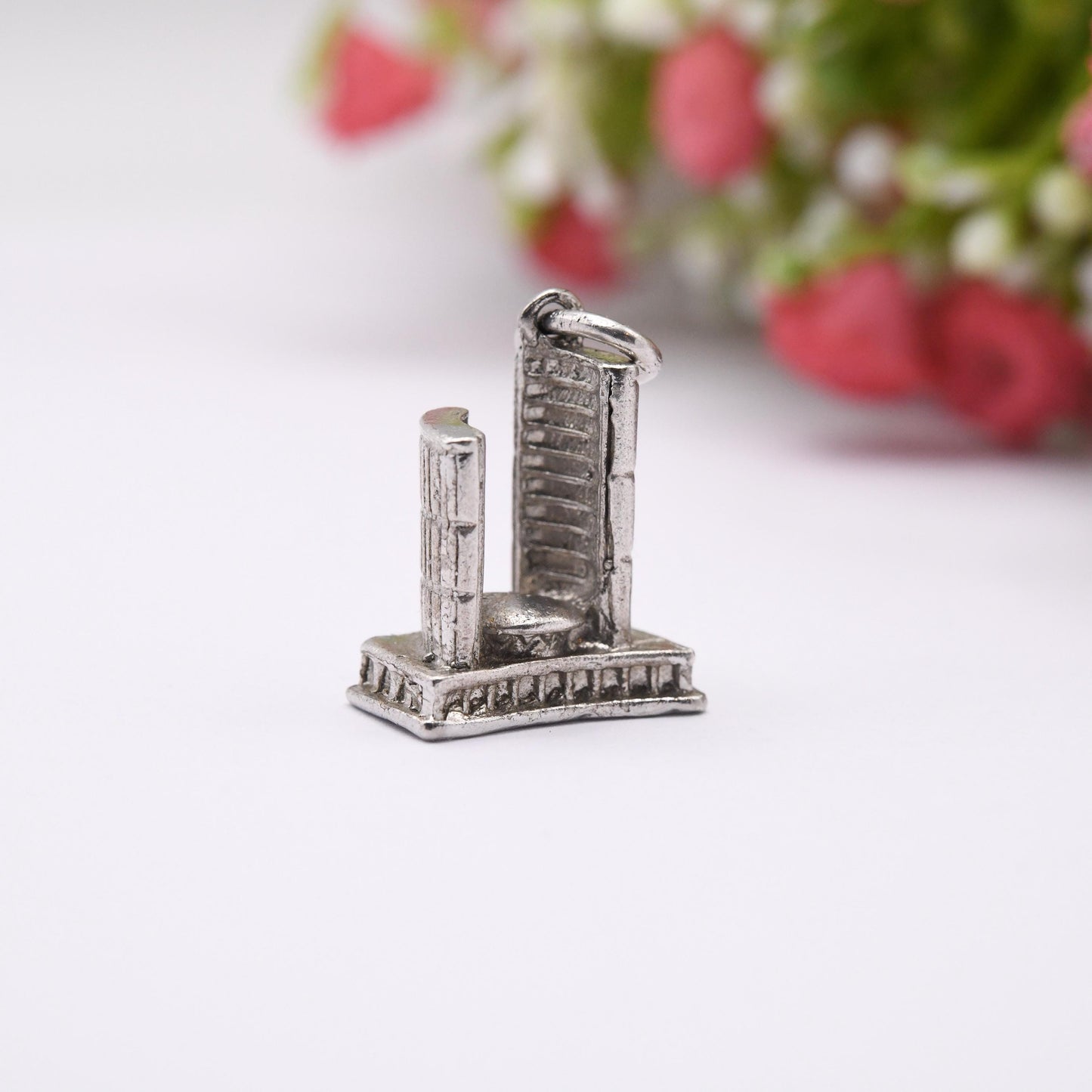 Vintage Sterling Silver Toronto City Hall EJ Charm Pendant - Souvenir Gift for Charm Bracelet