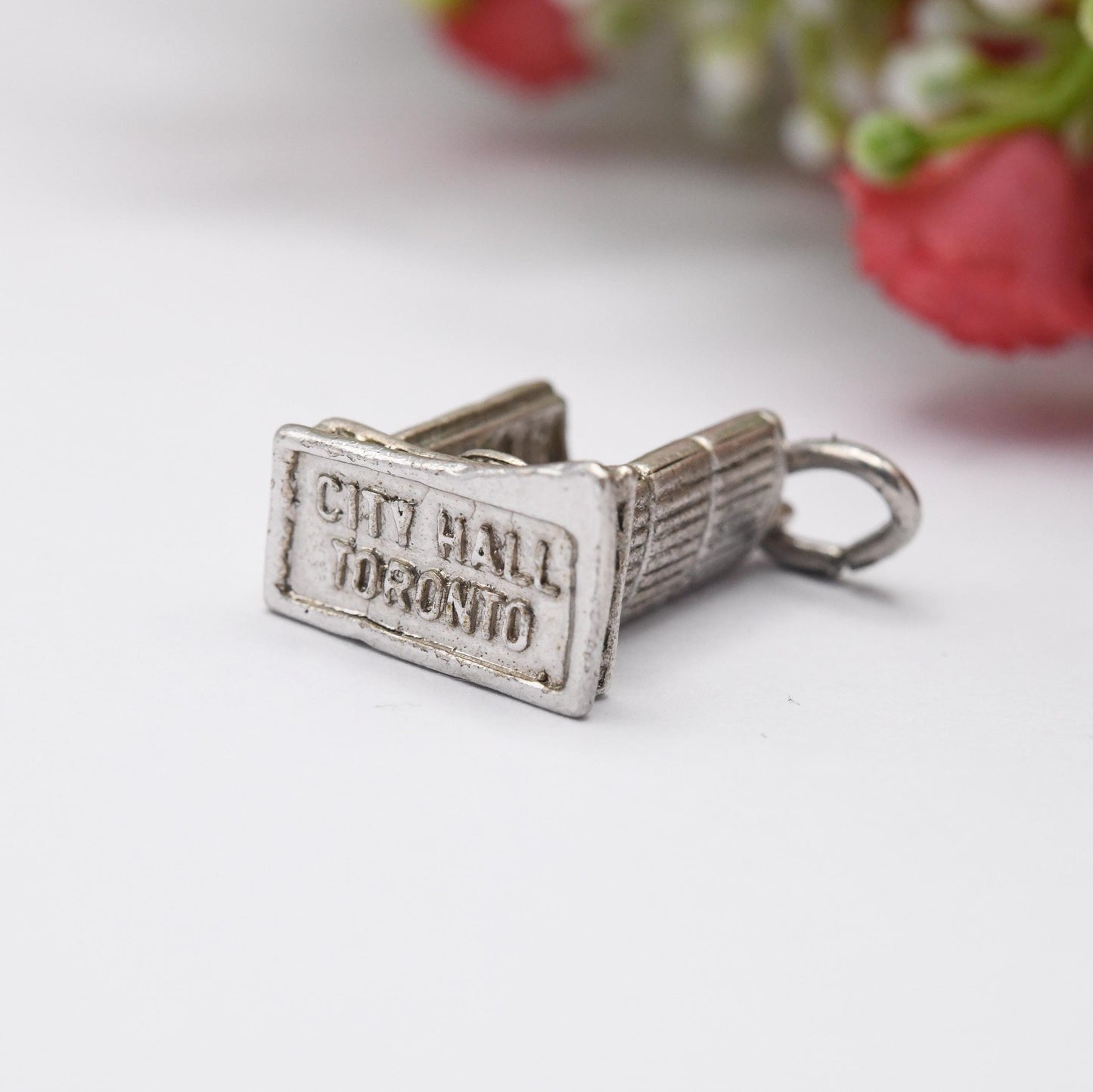 Vintage Sterling Silver Toronto City Hall EJ Charm Pendant - Souvenir Gift for Charm Bracelet