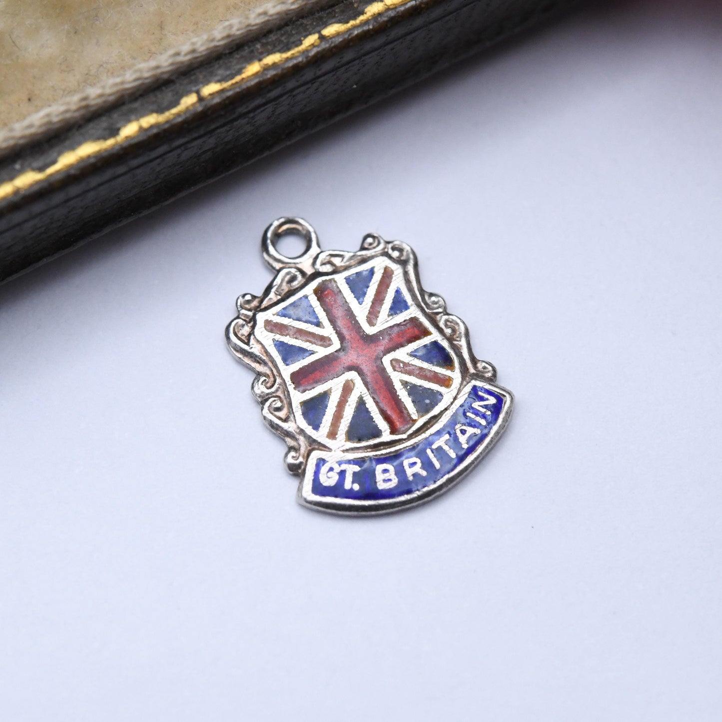Vintage Sterling Silver & Enamel Great Britain Charm Pendant - Souvenir Gift for Charm Bracelet