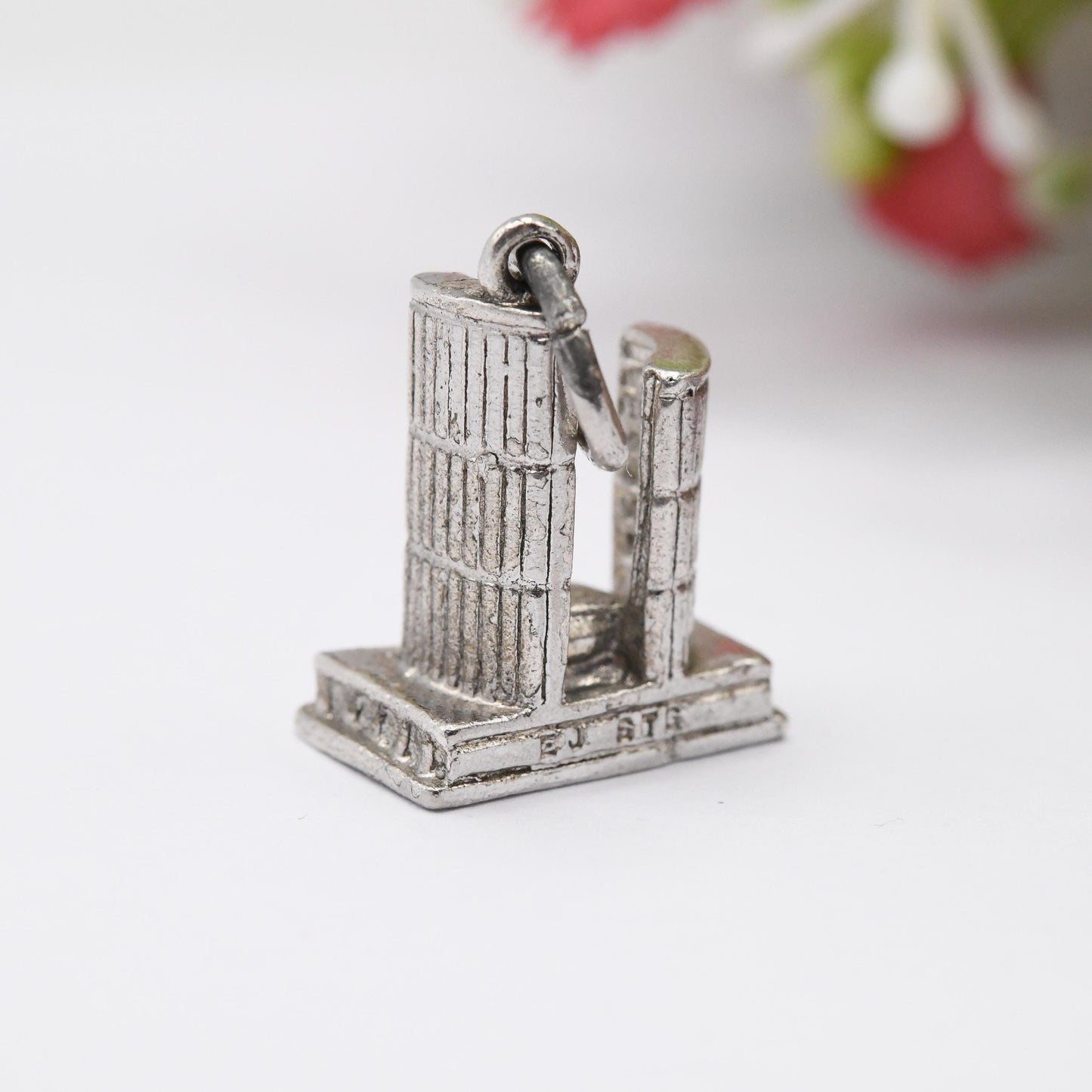 Vintage Sterling Silver Toronto City Hall EJ Charm Pendant - Souvenir Gift for Charm Bracelet