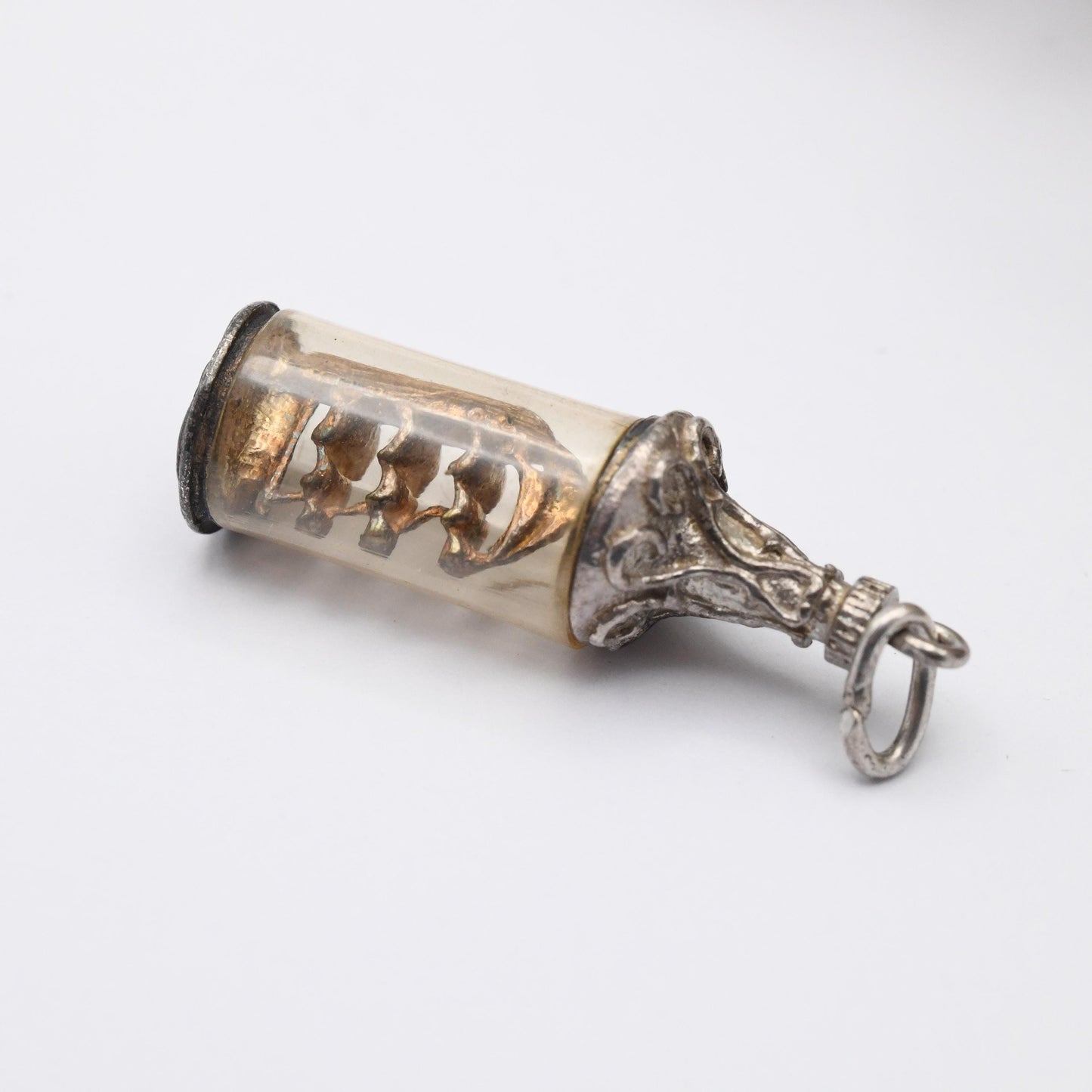 Vintage Sterling Silver NUVO Ship in a Bottle Charm Pendant - Sea | Boat | Souvenir Gift for Charm Bracelet