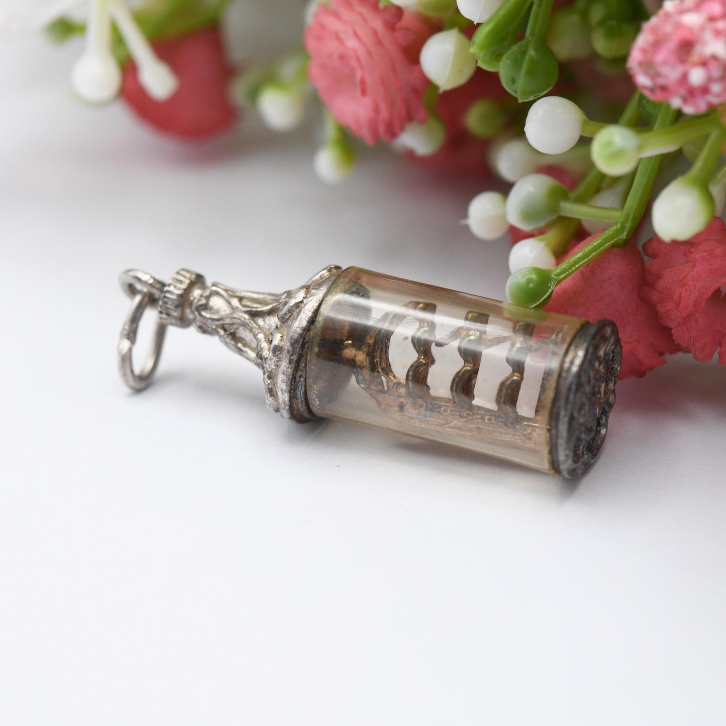 Vintage Sterling Silver NUVO Ship in a Bottle Charm Pendant - Sea | Boat | Souvenir Gift for Charm Bracelet