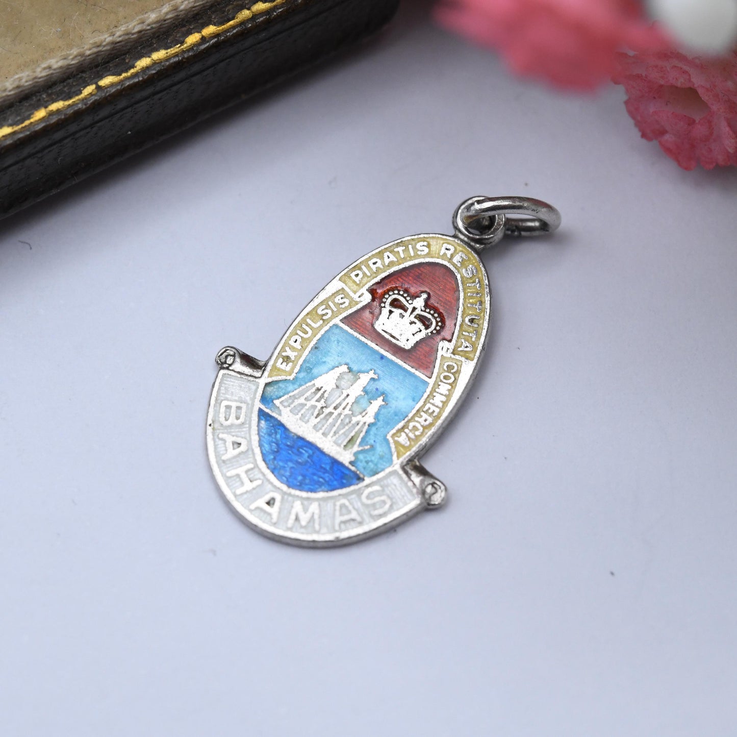 Vintage Sterling Silver Bahamas Charm Pendant - Caribbean | Souvenir Gift for Charm Bracelet