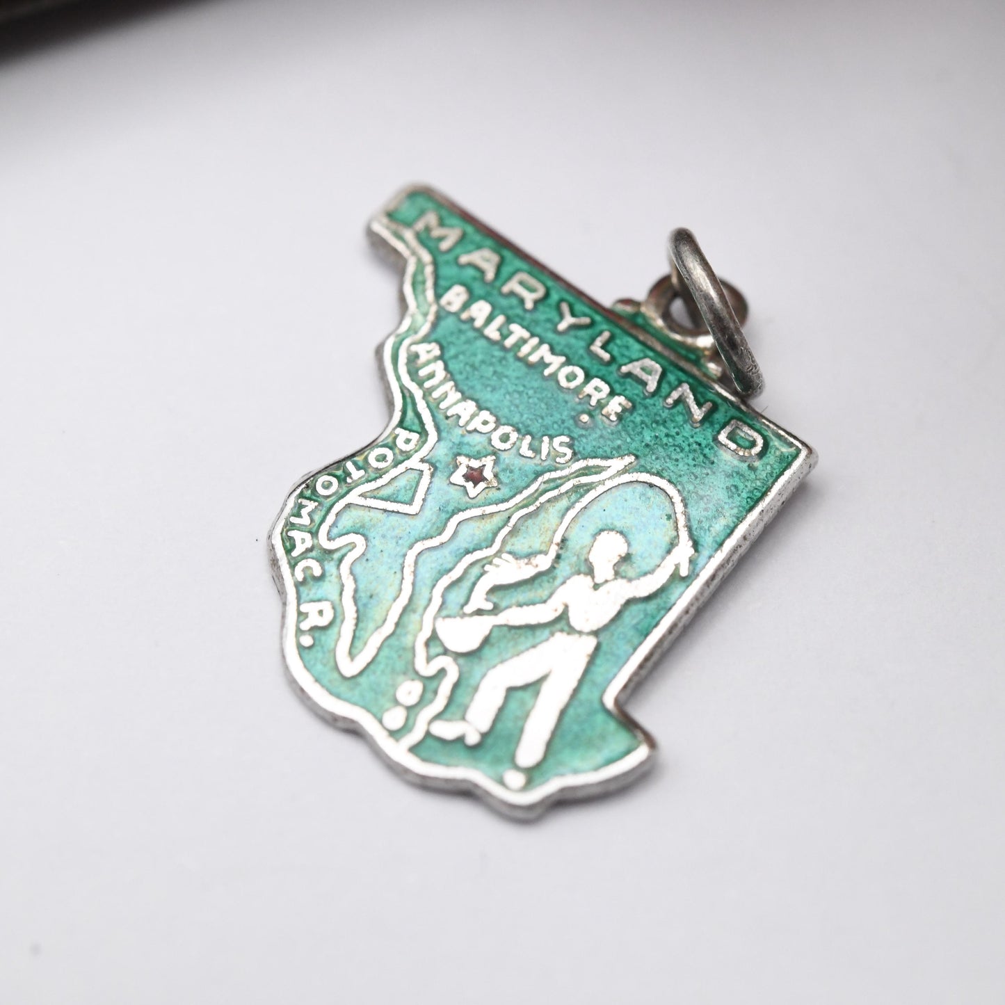 Vintage Sterling Silver Maryland Charm Pendant - Baltimore | Annapolis | American | Souvenir Gift for Charm Bracelet