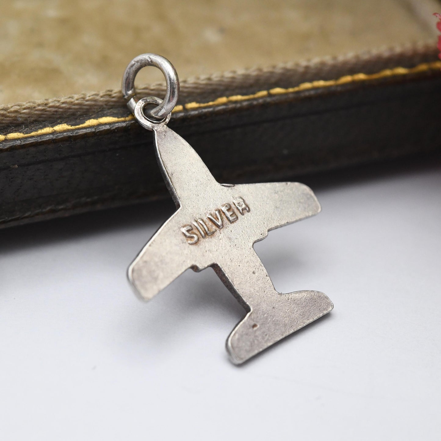RARE Vintage Sterling Silver & Enamel London Airport Charm Pendant - Airplane | Plane | Souvenir Gift for Charm Bracelet