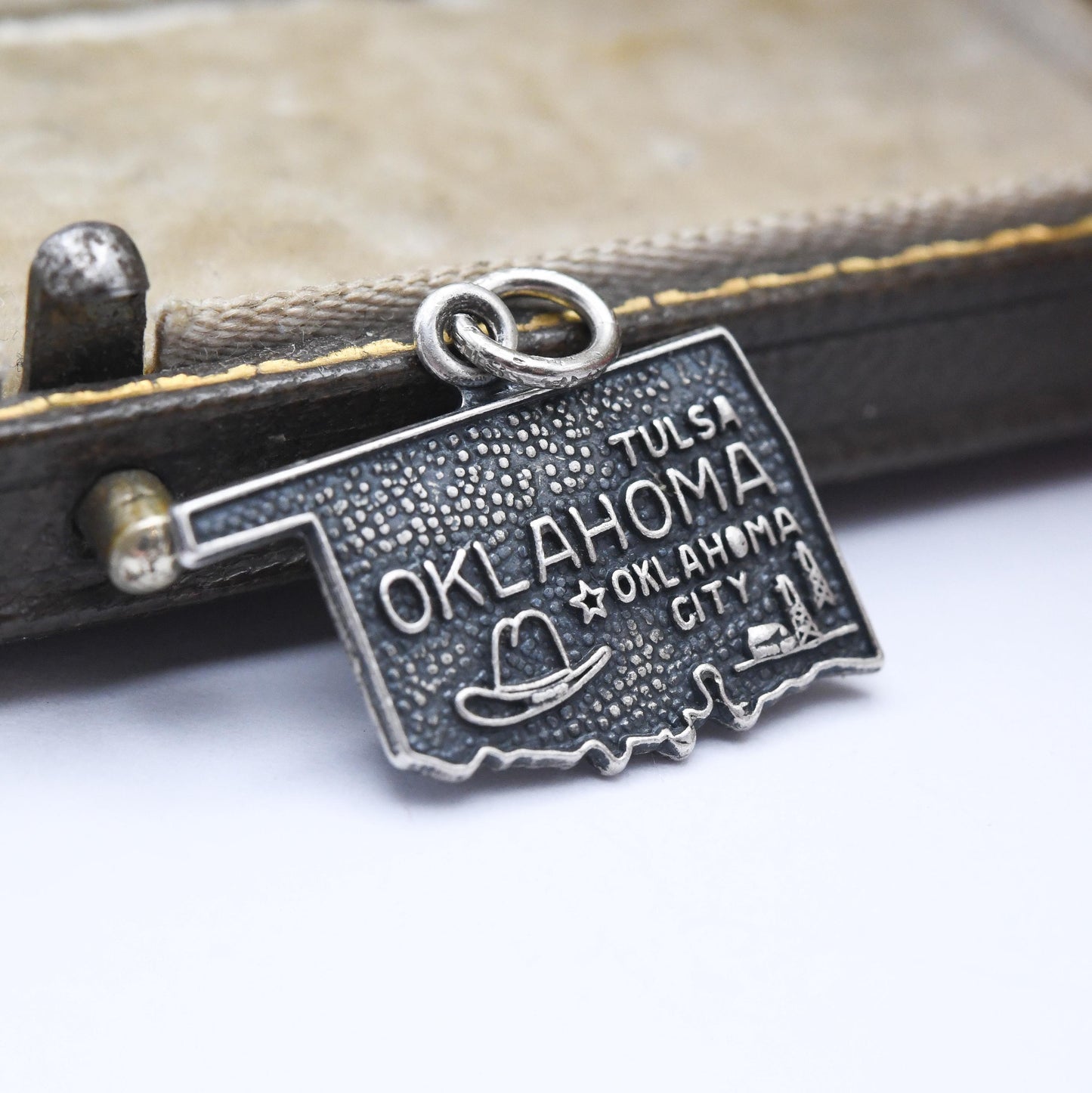 Vintage Sterling Silver Tulsa Oklahoma City Charm Pendant - American State Charm | Souvenir Gift for Charm Bracelet