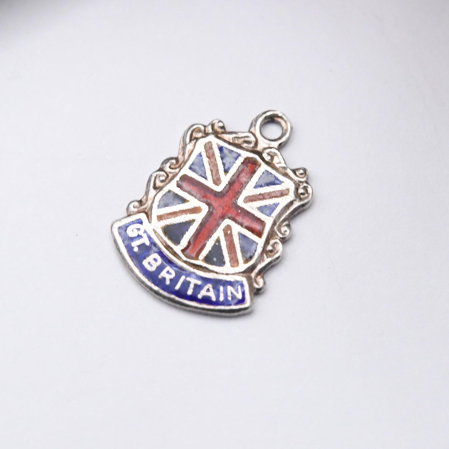 Vintage Sterling Silver & Enamel Great Britain Charm Pendant - Souvenir Gift for Charm Bracelet