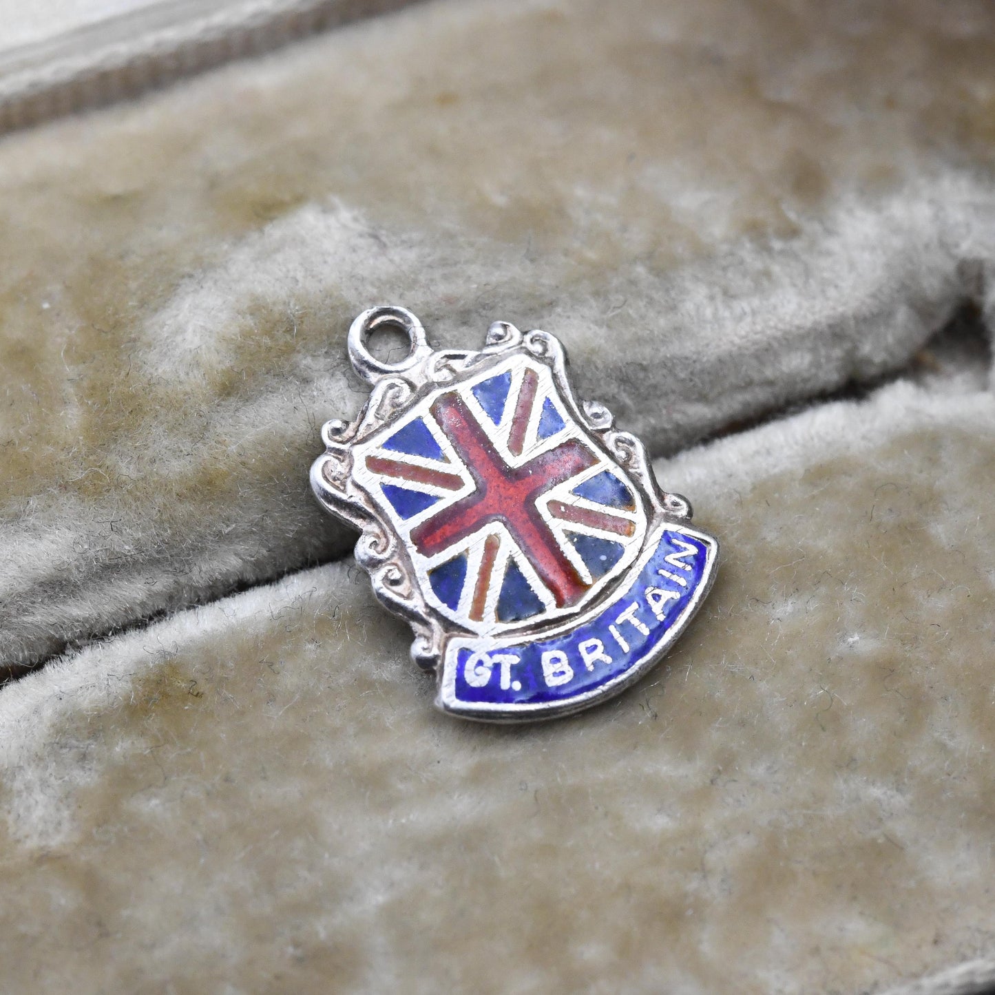Vintage Sterling Silver & Enamel Great Britain Charm Pendant - Souvenir Gift for Charm Bracelet