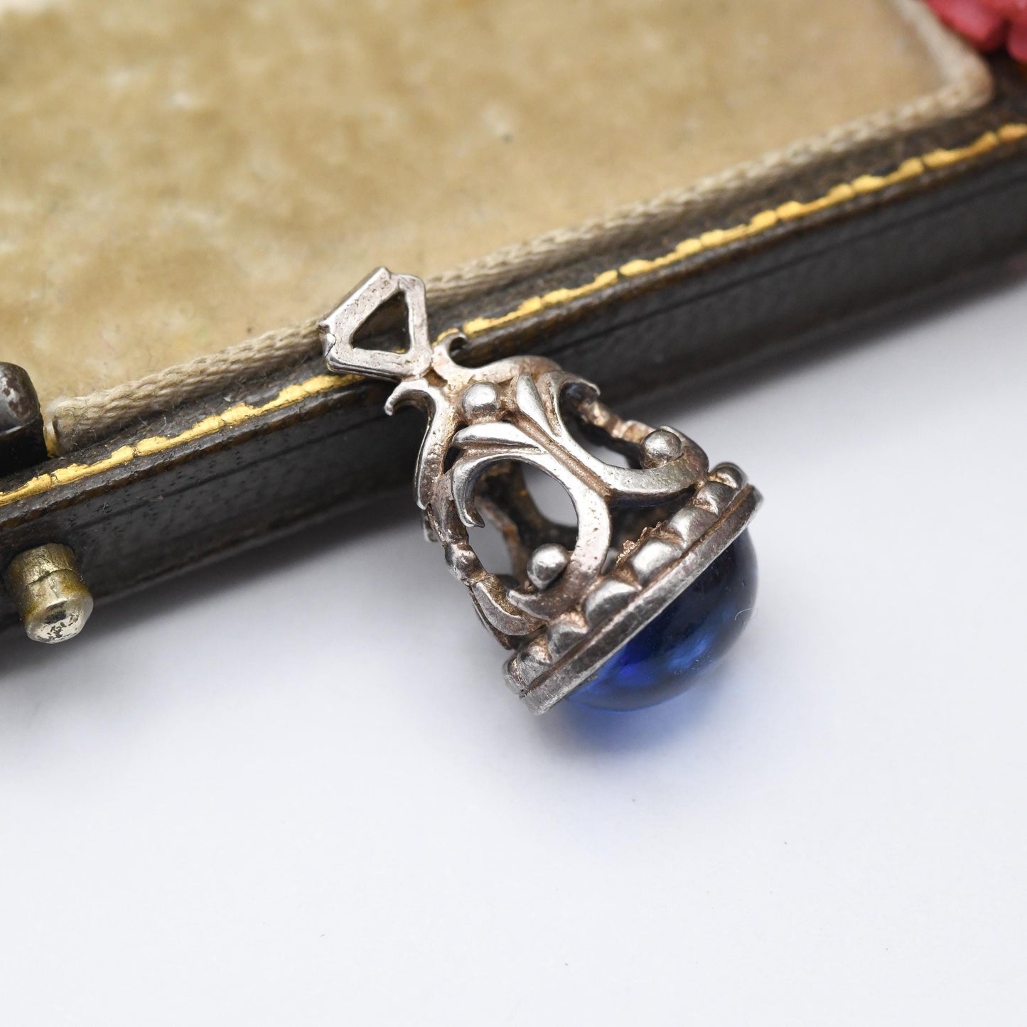 Vintage Sterling Silver Blue Stone Fob Charm Pendant - Antique Style | Souvenir Gift for Charm Bracelet