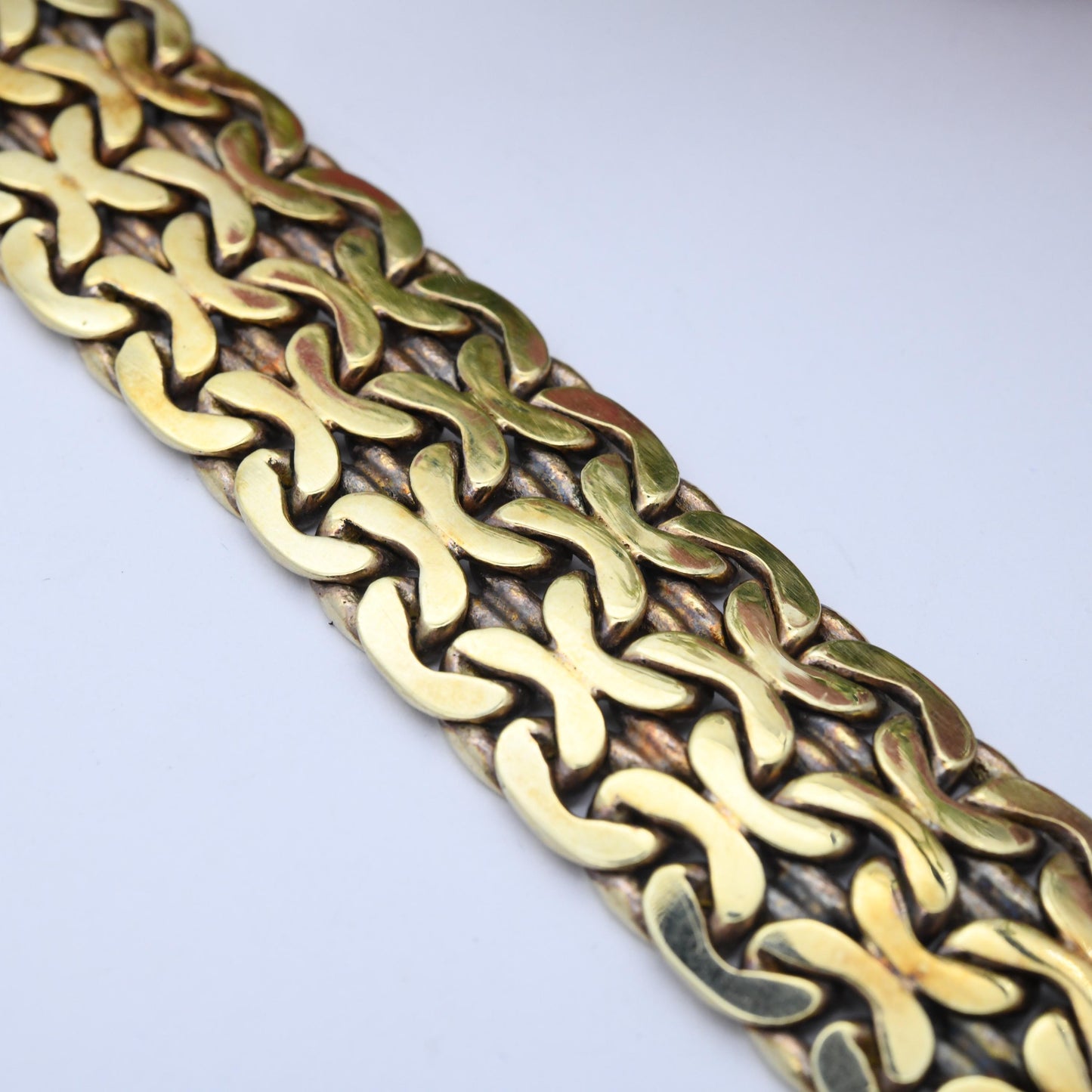 Vintage Kollmar & Jourdan Gold Plated Bracelet KJ Signed - X Design | Chunky Unisex Mid-Century Jewellery