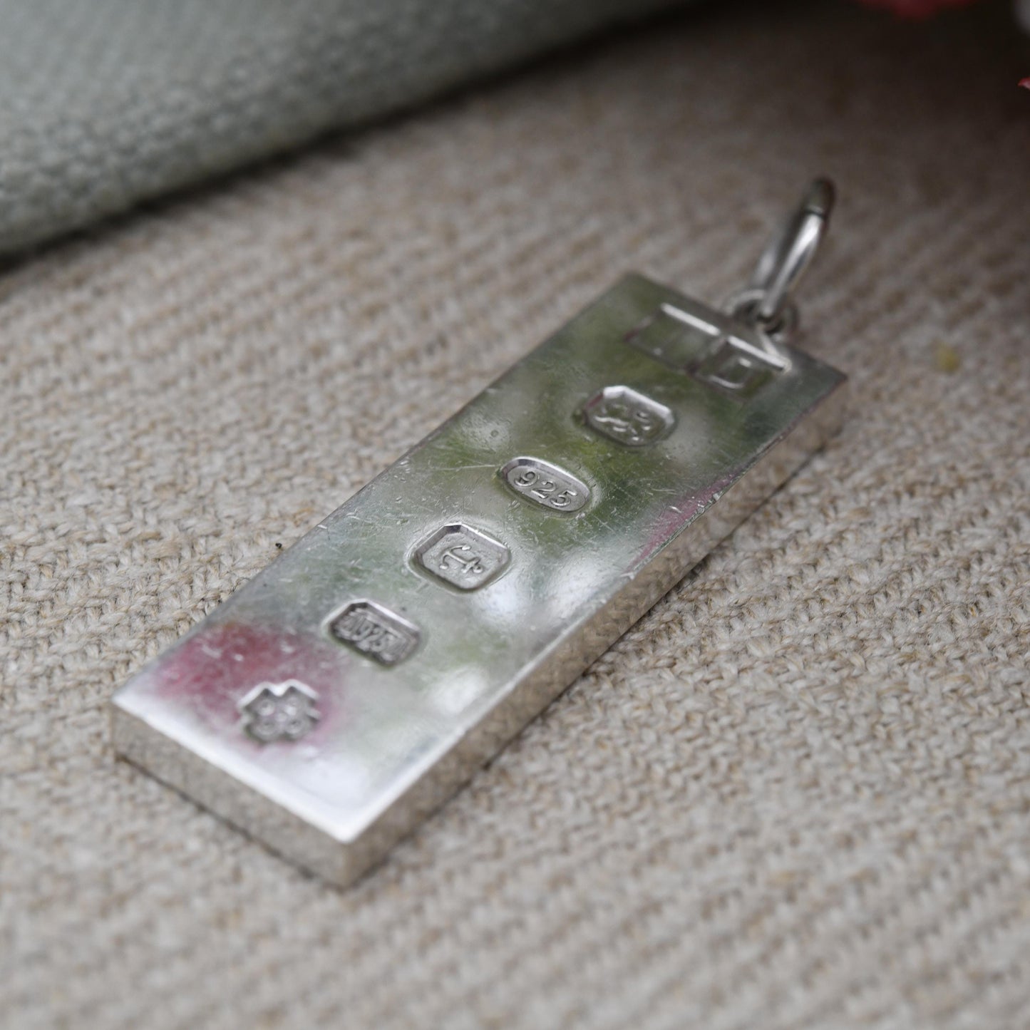 Vintage Sterling Silver Ingot Pendant 2000 Millennium Mark - Birmingham Hallmarked ID | Minimal Date Souvenir Necklace