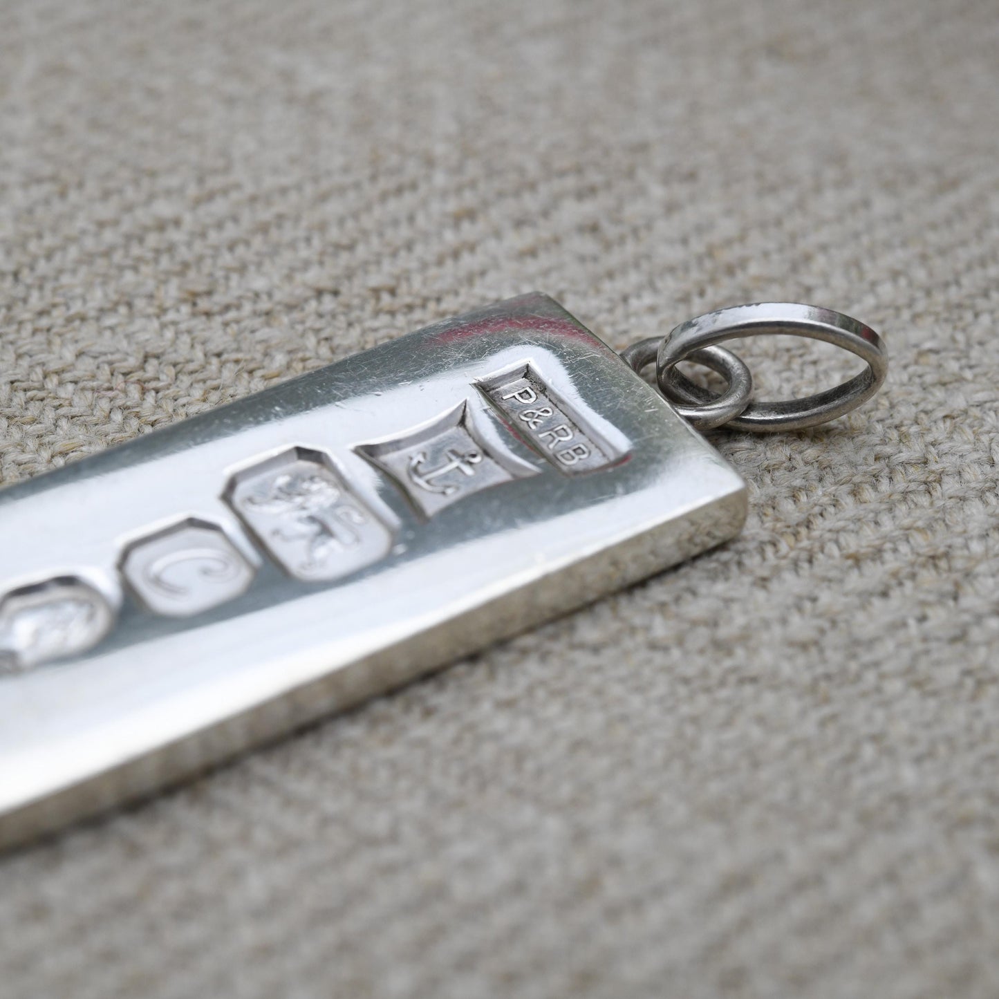 Vintage Sterling Silver Ingot Pendant 1977 Queen Elizabeth II Silver Jubilee Stamp - Hallmarked P&RB P R Bushell | Midcentury Necklace