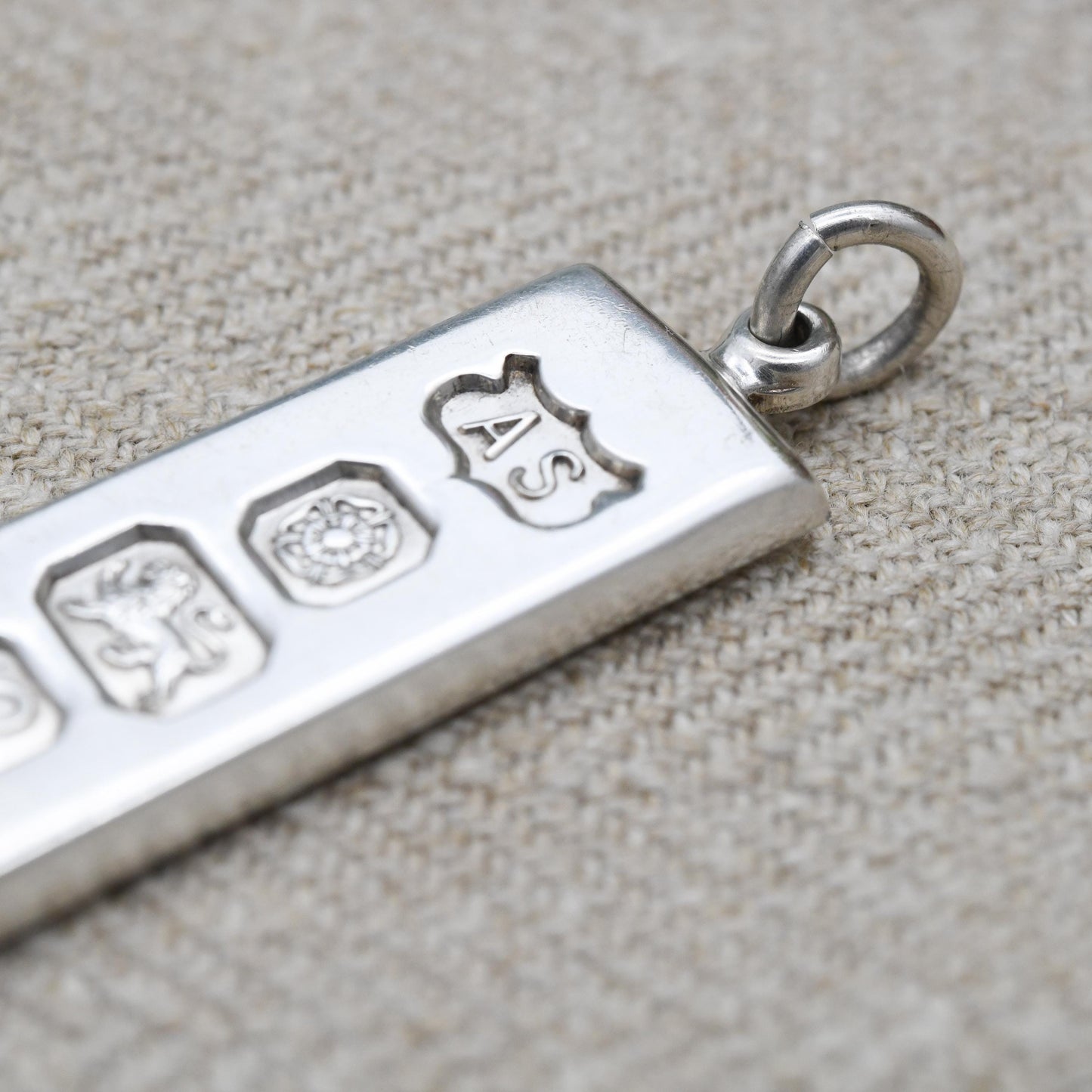 Vintage Sterling Silver Ingot Pendant 1977 with Queen Elizabeth II Silver Jubilee Stamp - Hallmarked AS Sheffield | Mid-Century Necklace