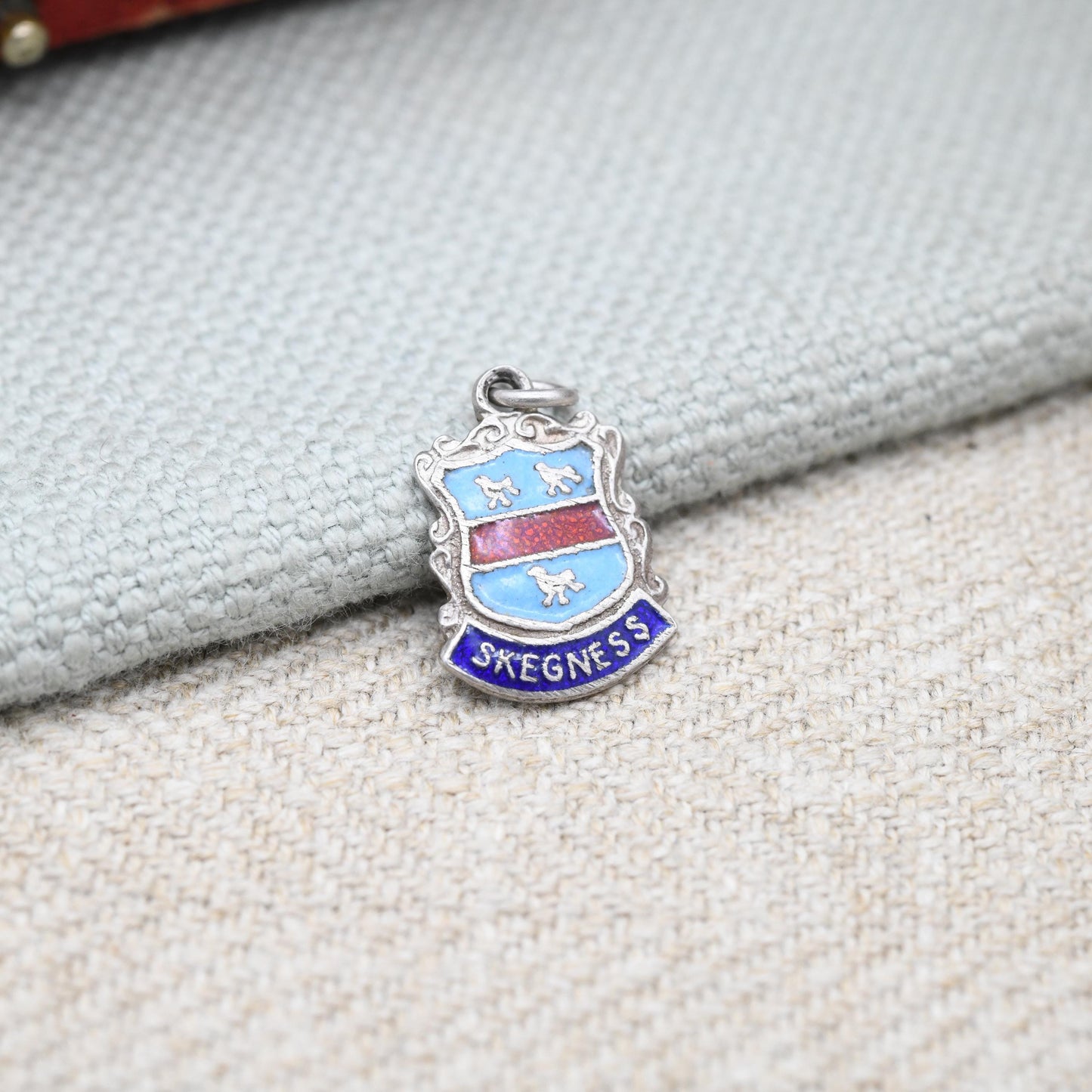 Vintage Sterling Silver Skegness Enamel Souvenir Shield Charm Pendant - England | Lincolnshire | Tourist | Souvenir Gift for Charm Bracelet