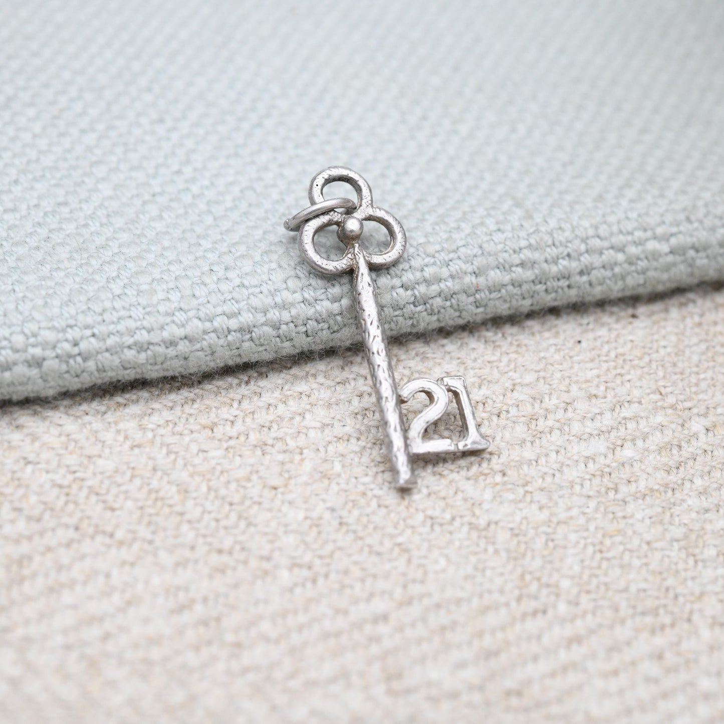 Vintage Sterling Silver 21 Key Charm Pendant - Birthday | Best Wishes | Door | Lock | Souvenir Gift for Charm Bracelet