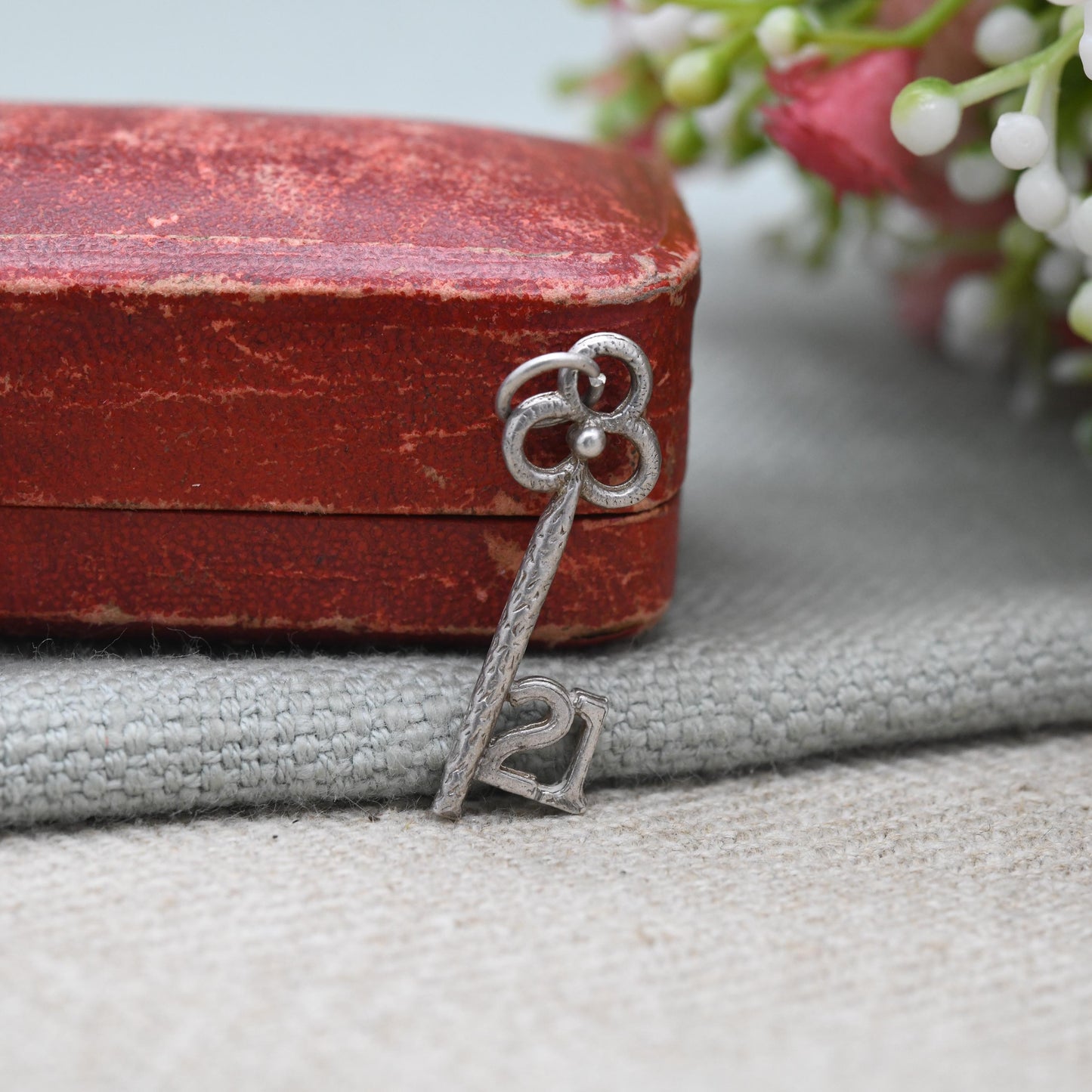 Vintage Sterling Silver 21 Key Charm Pendant - Birthday | Best Wishes | Door | Lock | Souvenir Gift for Charm Bracelet